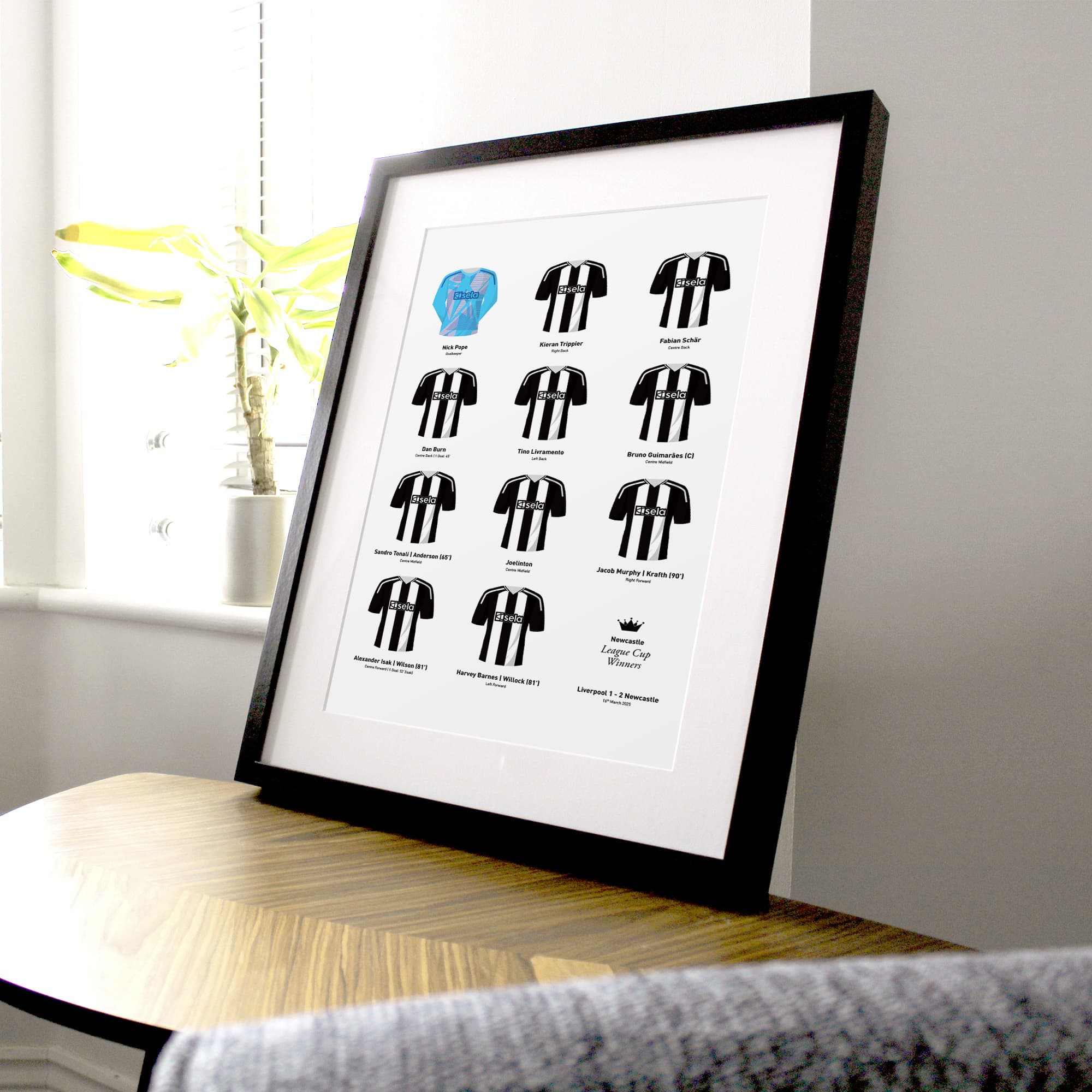 Newcastle 2025 League Cup Winners Football Team Print