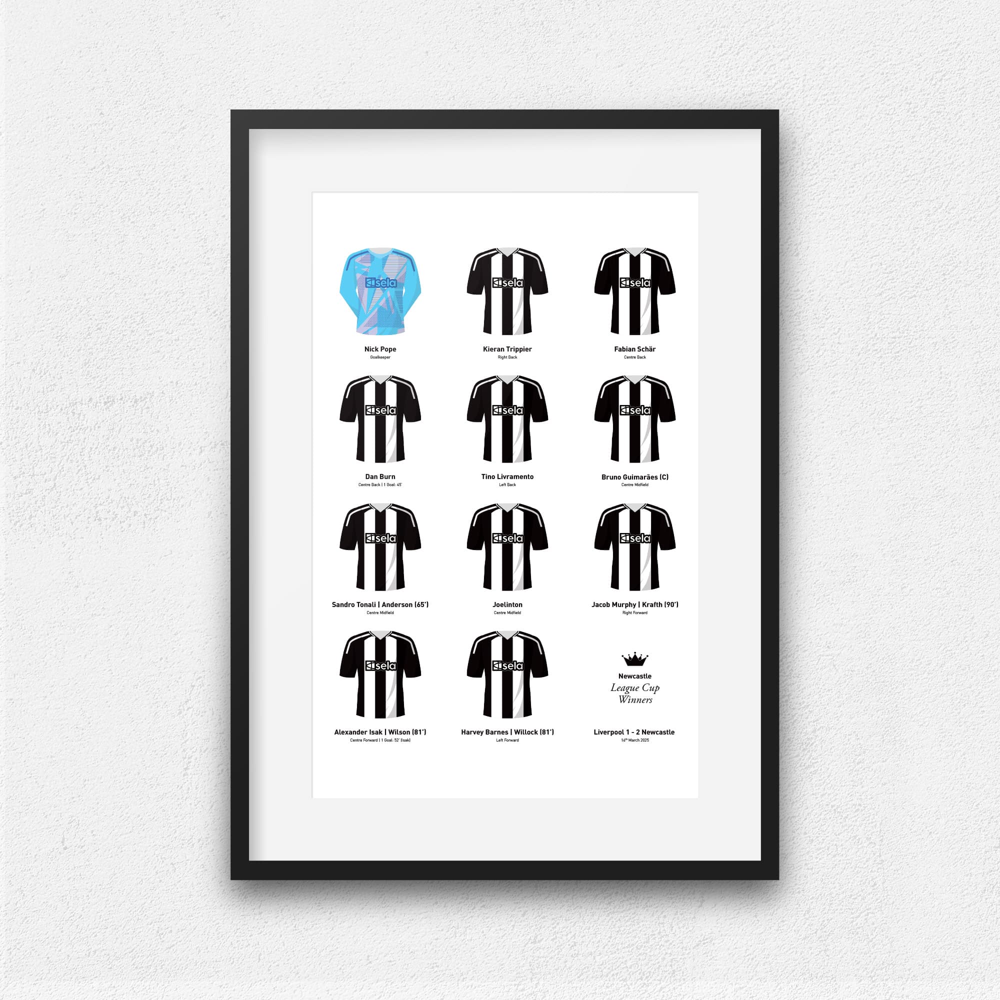 Newcastle 2025 League Cup Winners Football Team Print