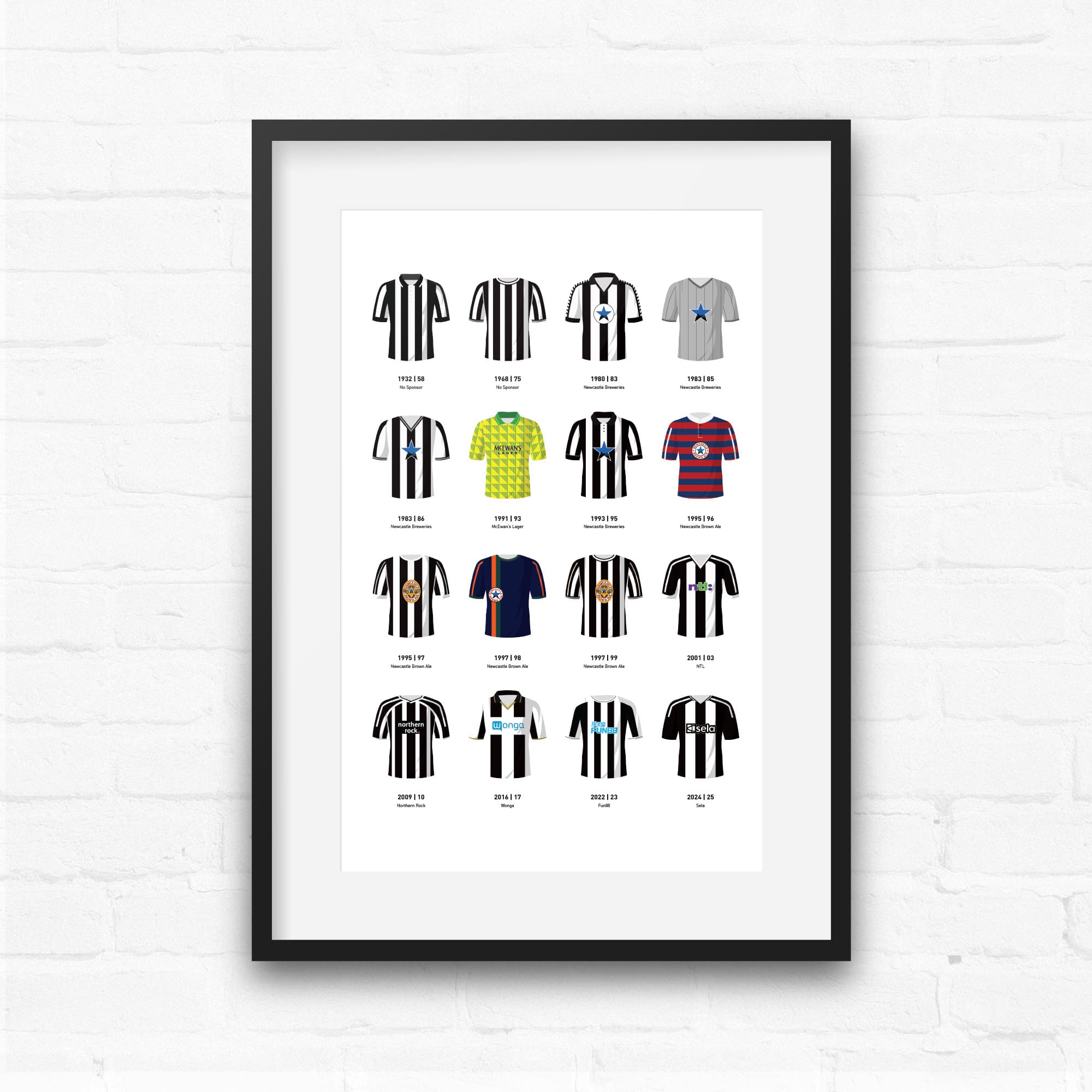 Newcastle Classic Kits Football Team Print