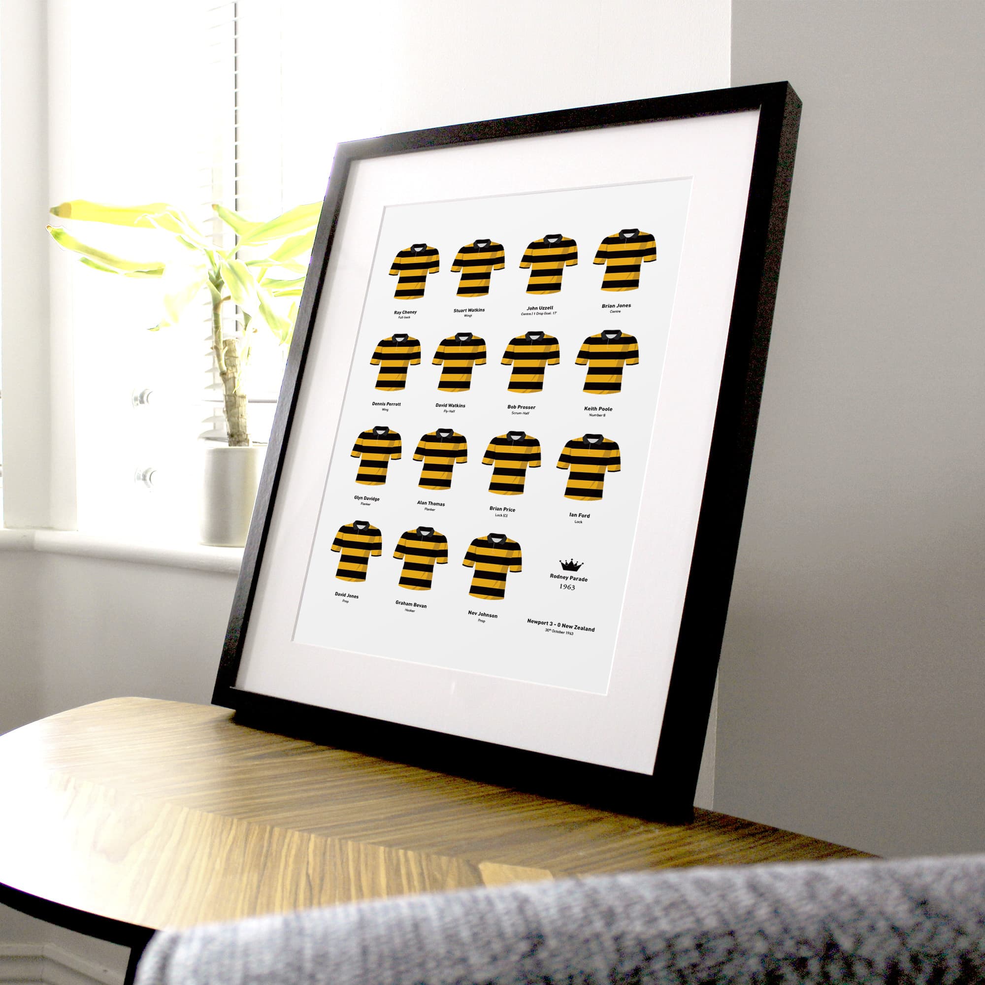 Newport versus New Zealand 1963 Rugby Union Team Print