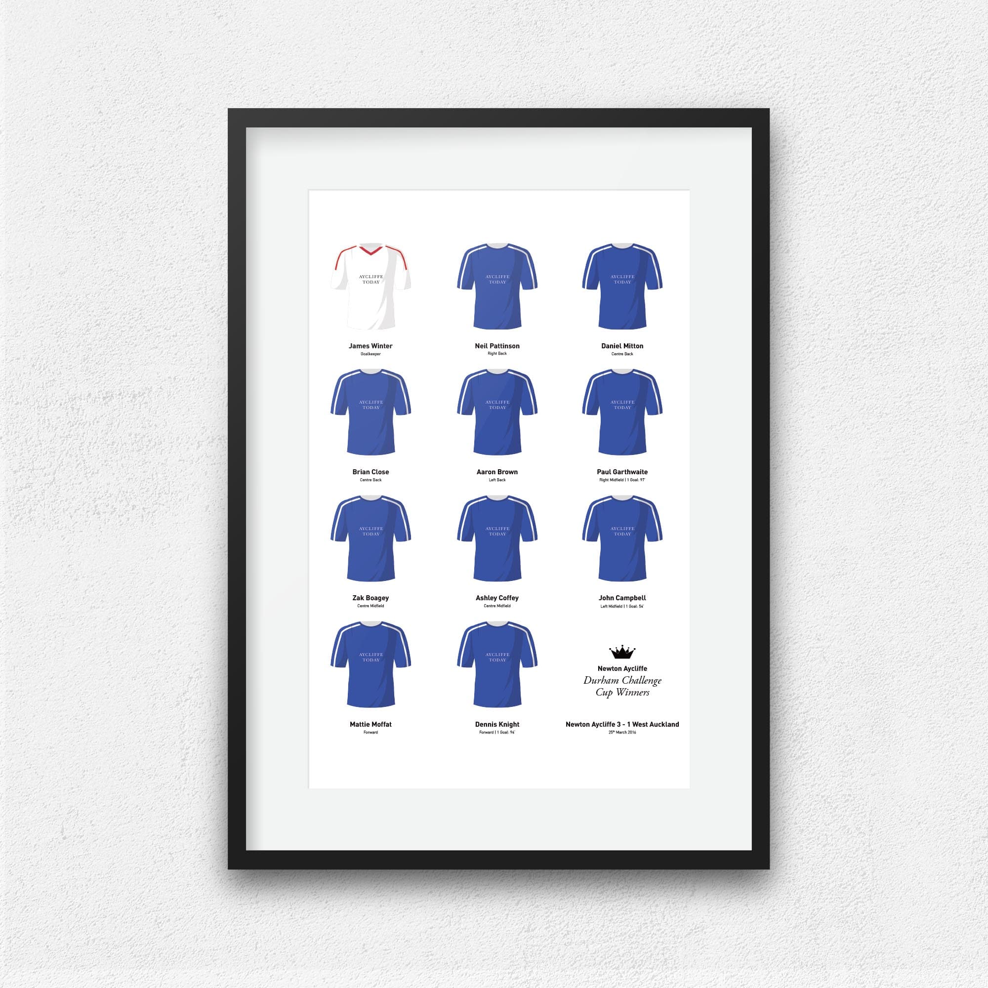 Newton Aycliffe 2016 Durham Challenge Cup Winners Football Team Print Good Team On Paper