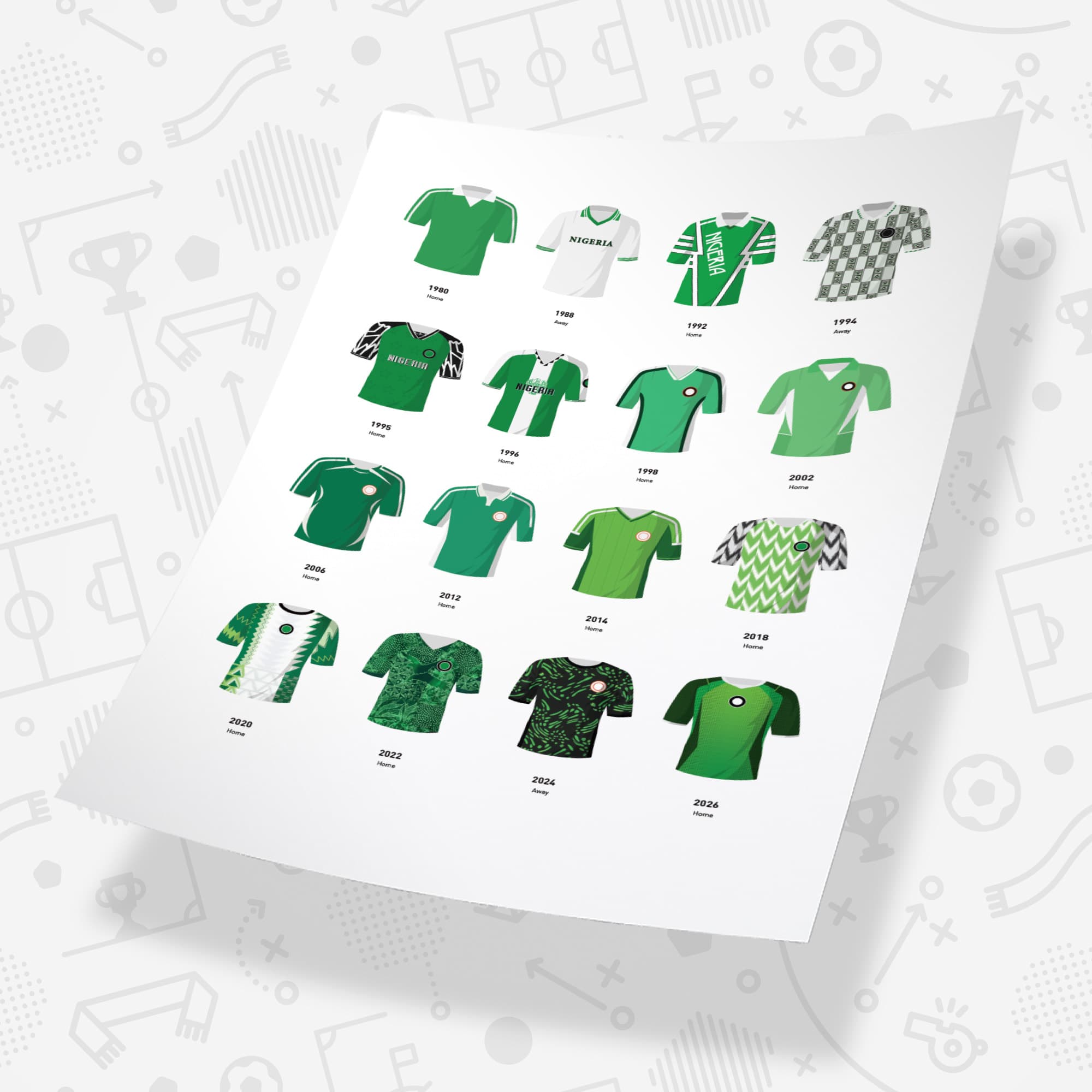Nigeria Classic Kits Football Team Print