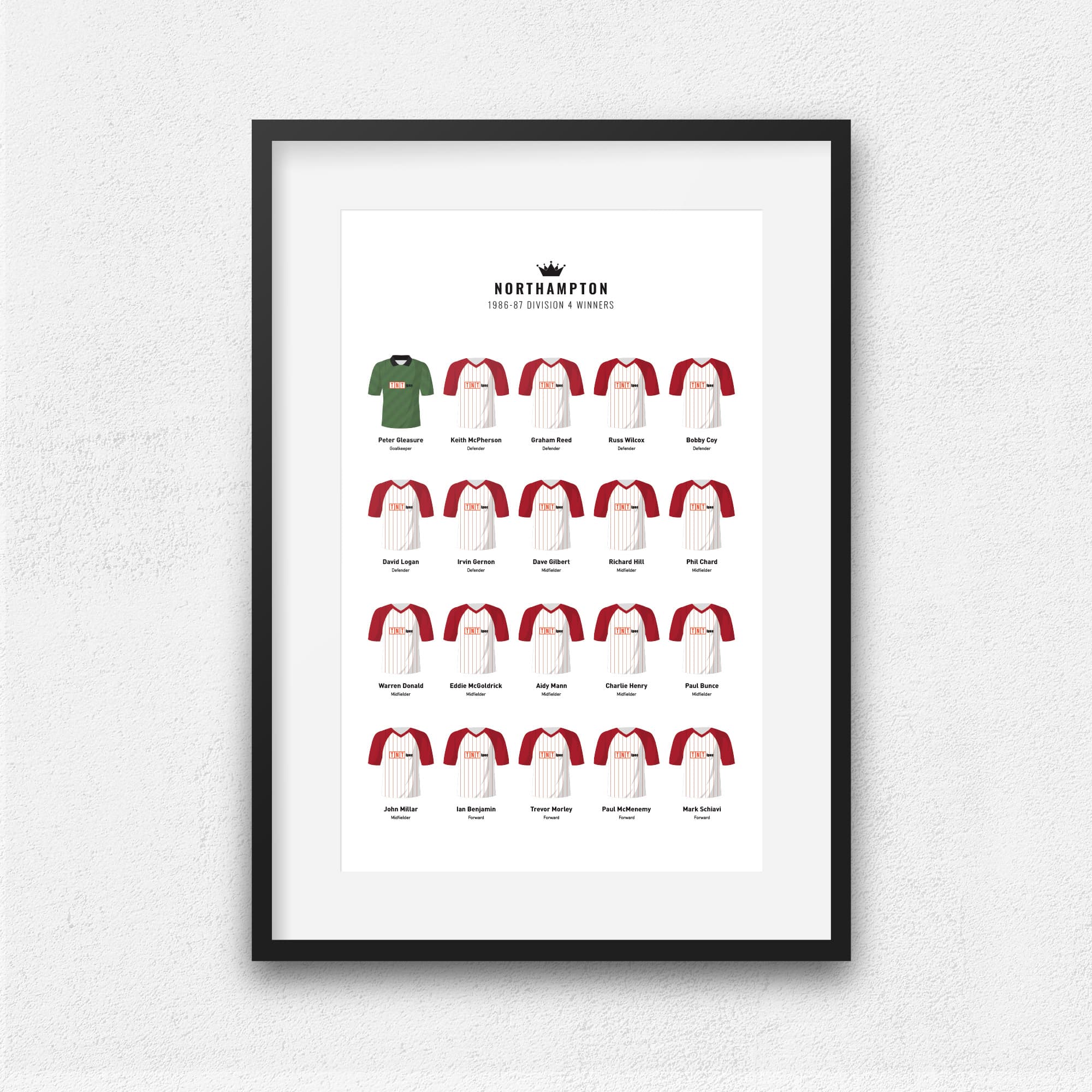 Northampton 1987 Division 4 Winners Football Team Print Good Team On Paper