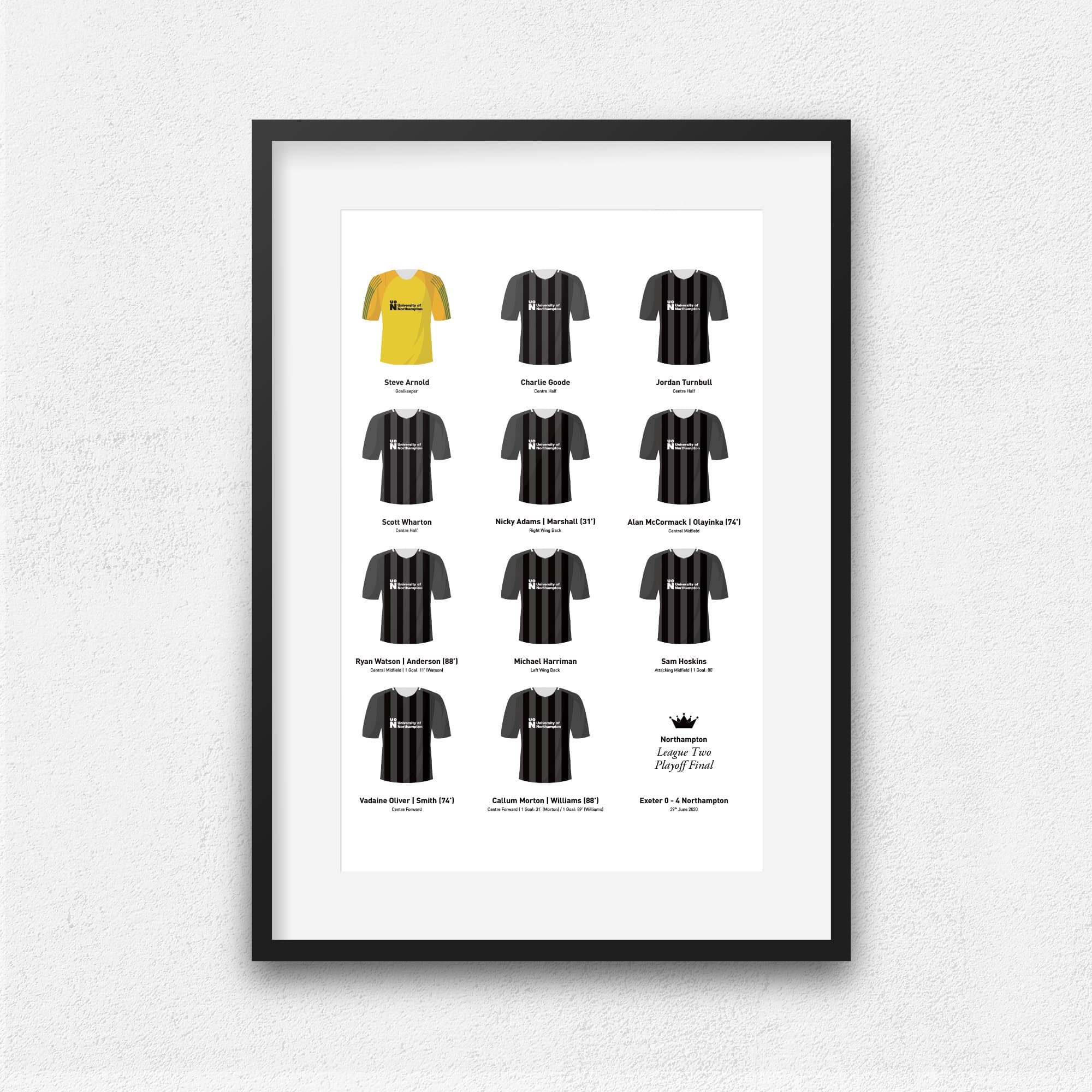 Northampton 2020 League 2 Playoff Winners Football Team Print Good Team On Paper