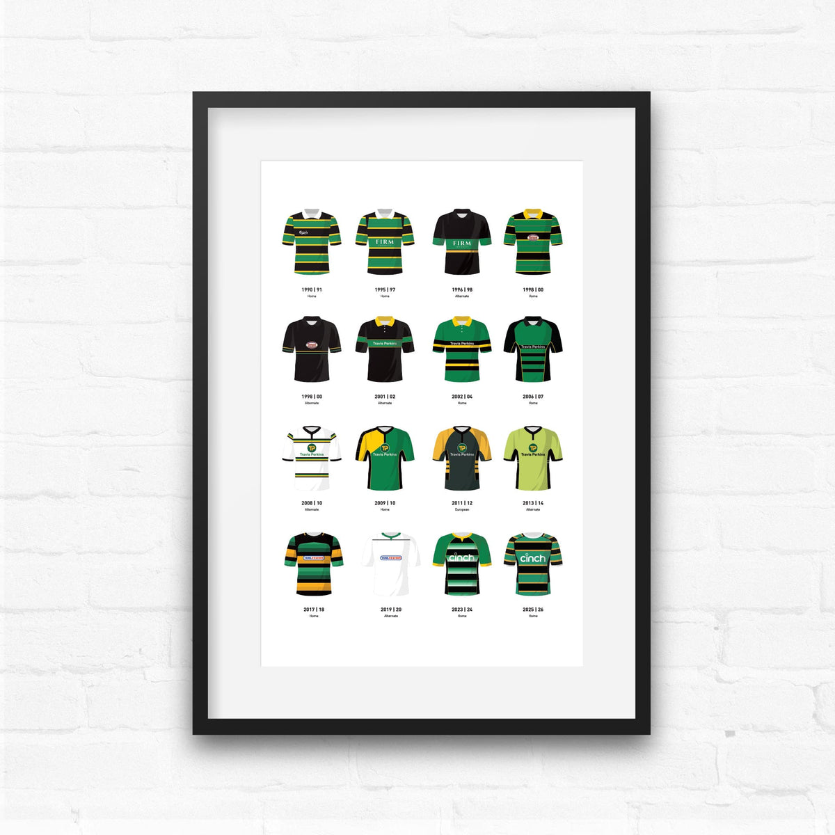Northampton Classic Kits Rugby Union Team Print