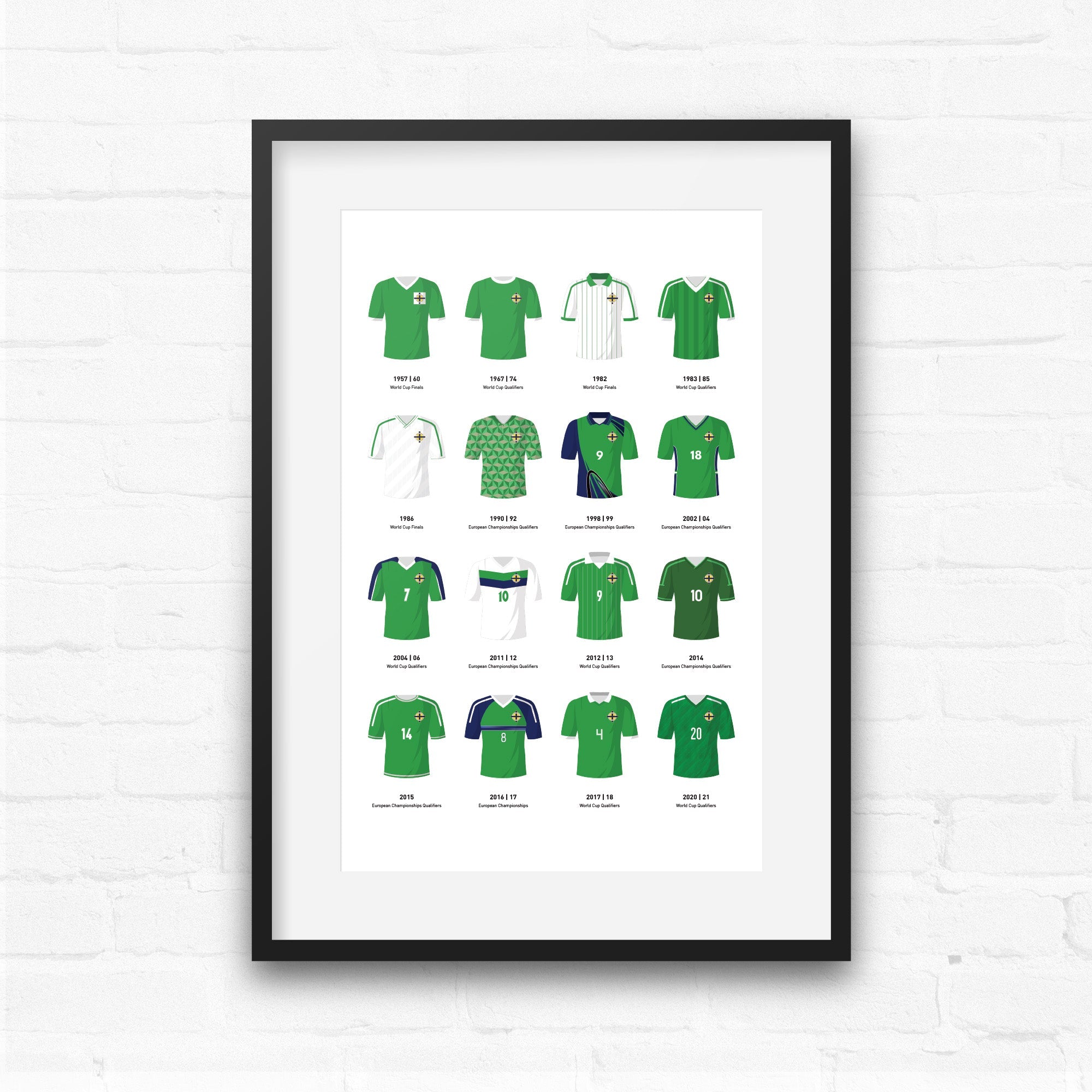 Northern Ireland Classic Kits Football Team Print Good Team On Paper