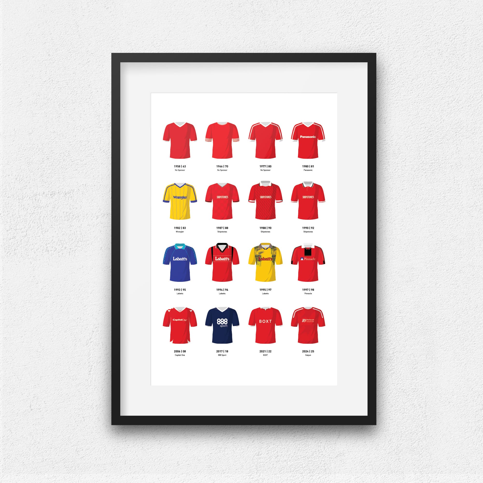 Nottm Forest Classic Kits Football Team Print