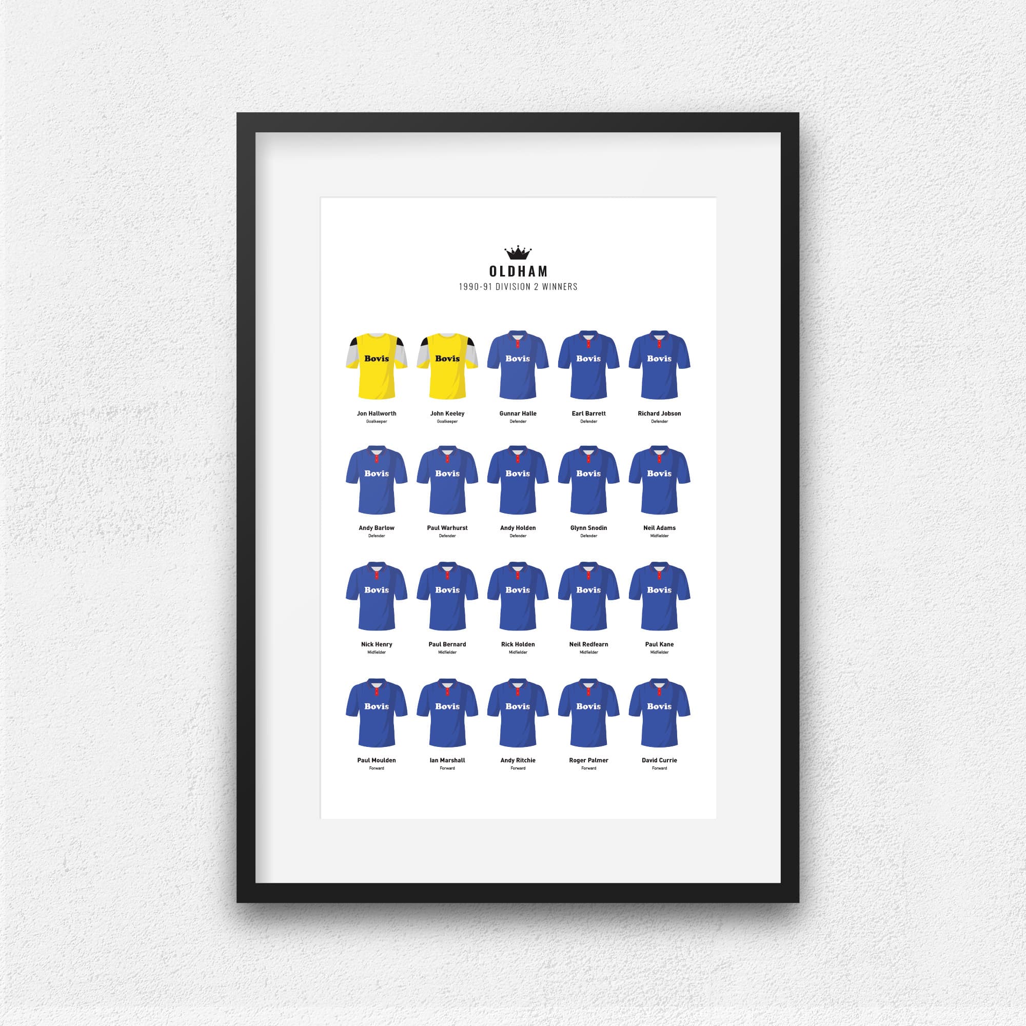 Oldham 1991 Division 2 Winners Football Team Print Good Team On Paper