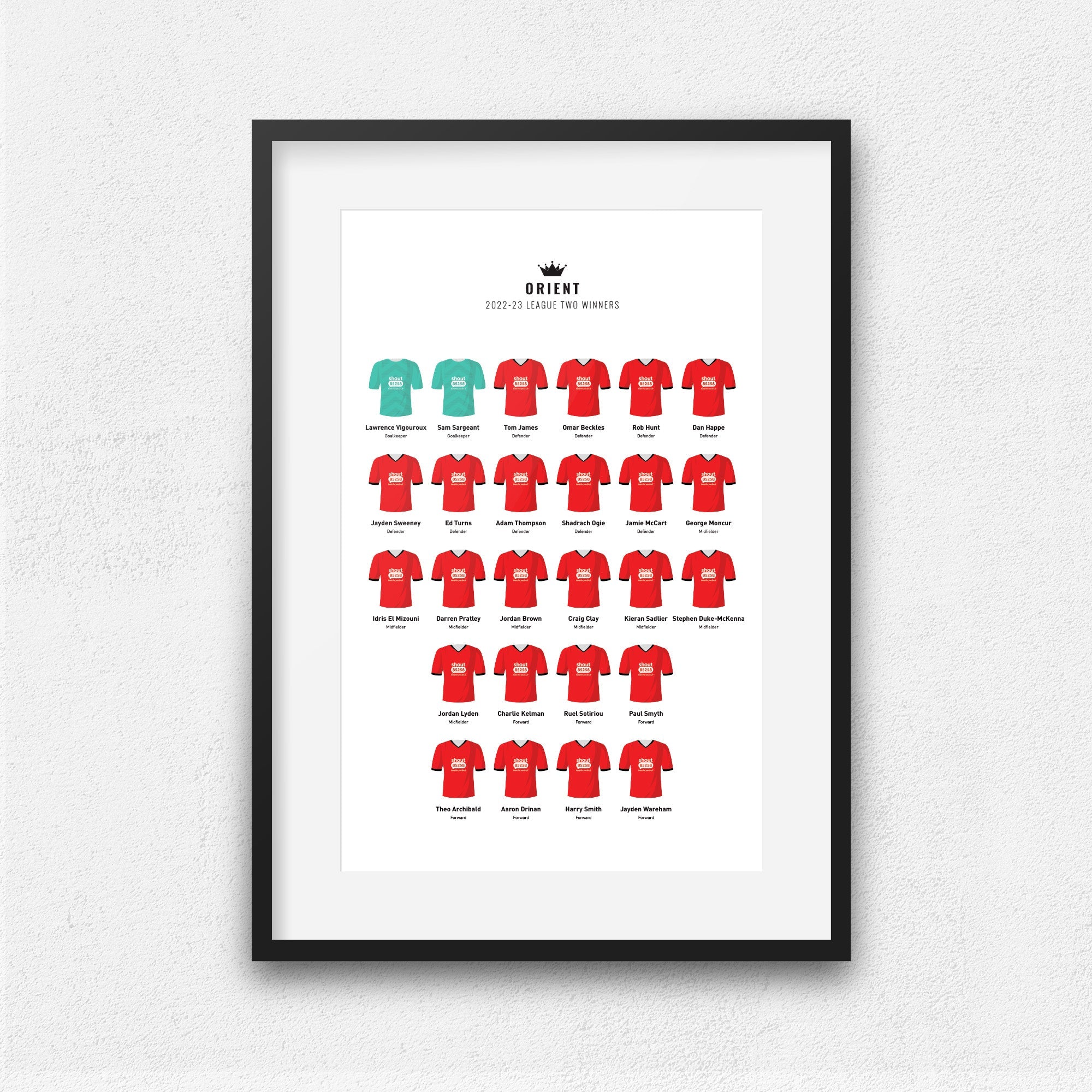 Orient 2023 League 2 Winners Football Team Print Good Team On Paper