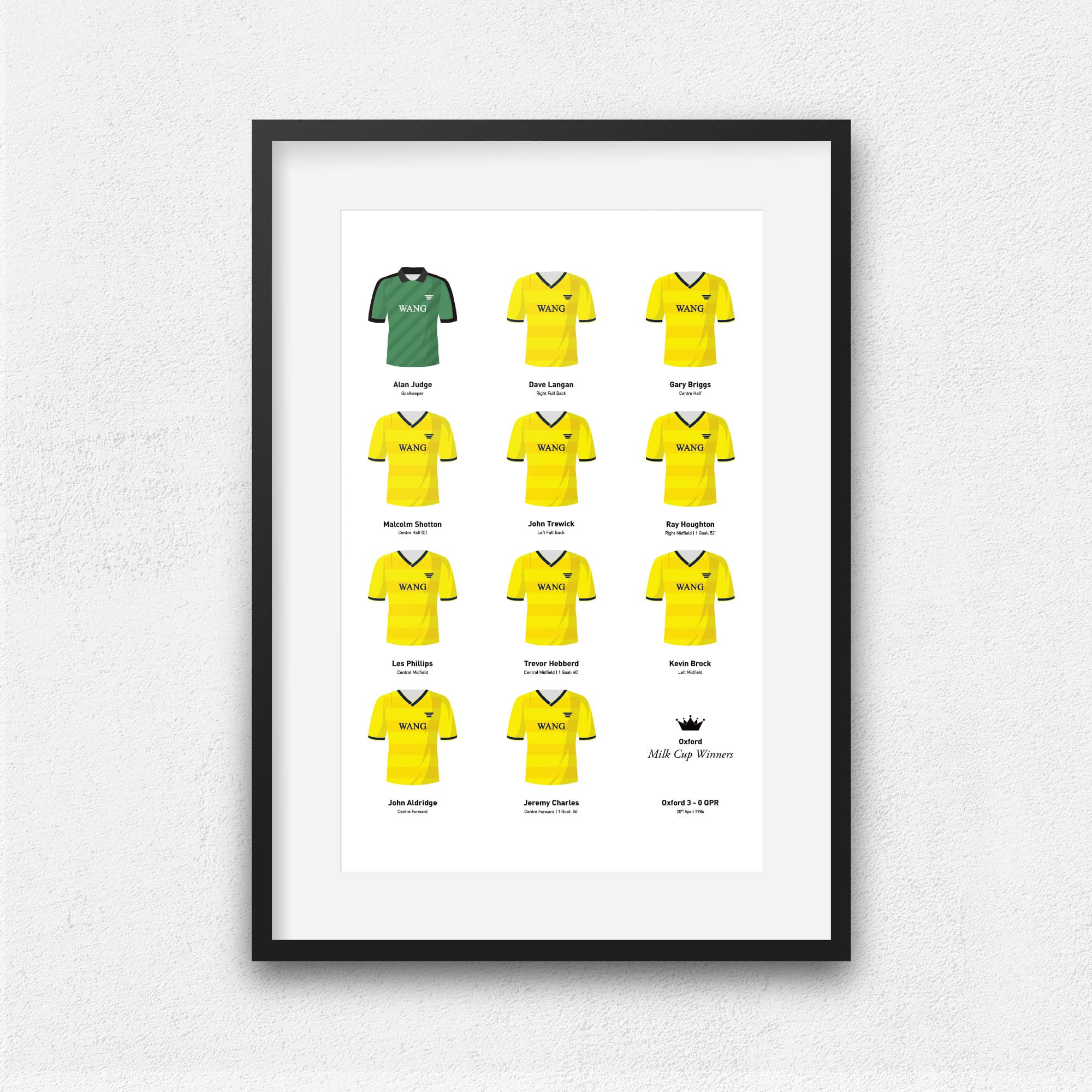 Oxford 1986 Milk Cup Winners Football Team Print Good Team On Paper