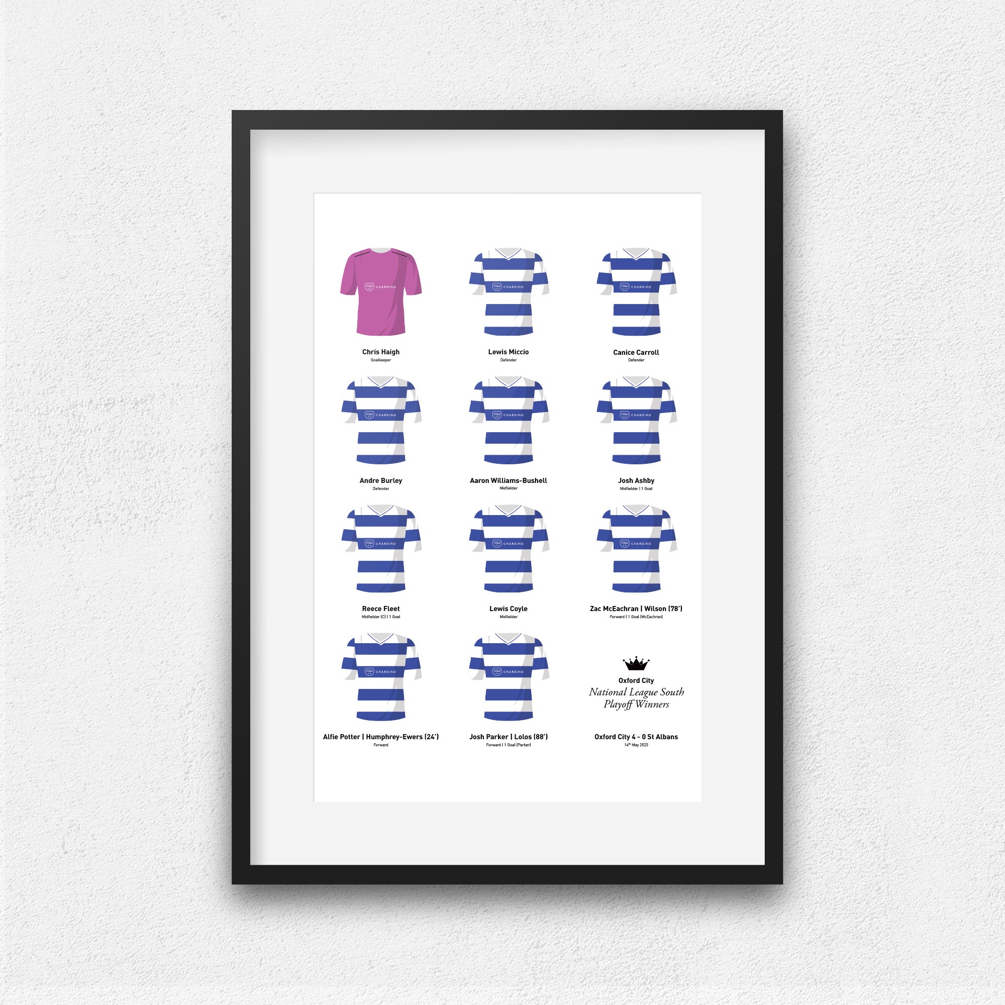 Oxford City 2023 National League South Playoff Winners Football Team Print Good Team On Paper