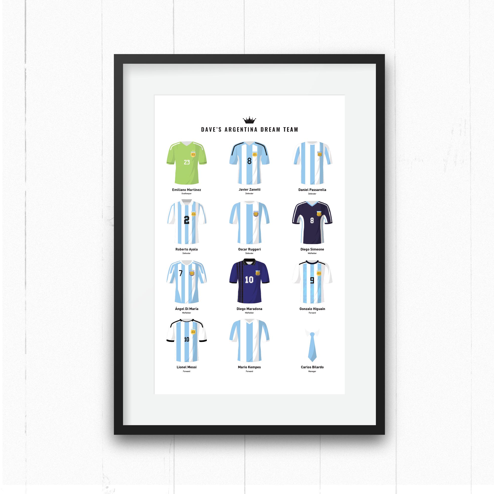 PERSONALISED Argentina Dream Team Football Print Good Team On Paper