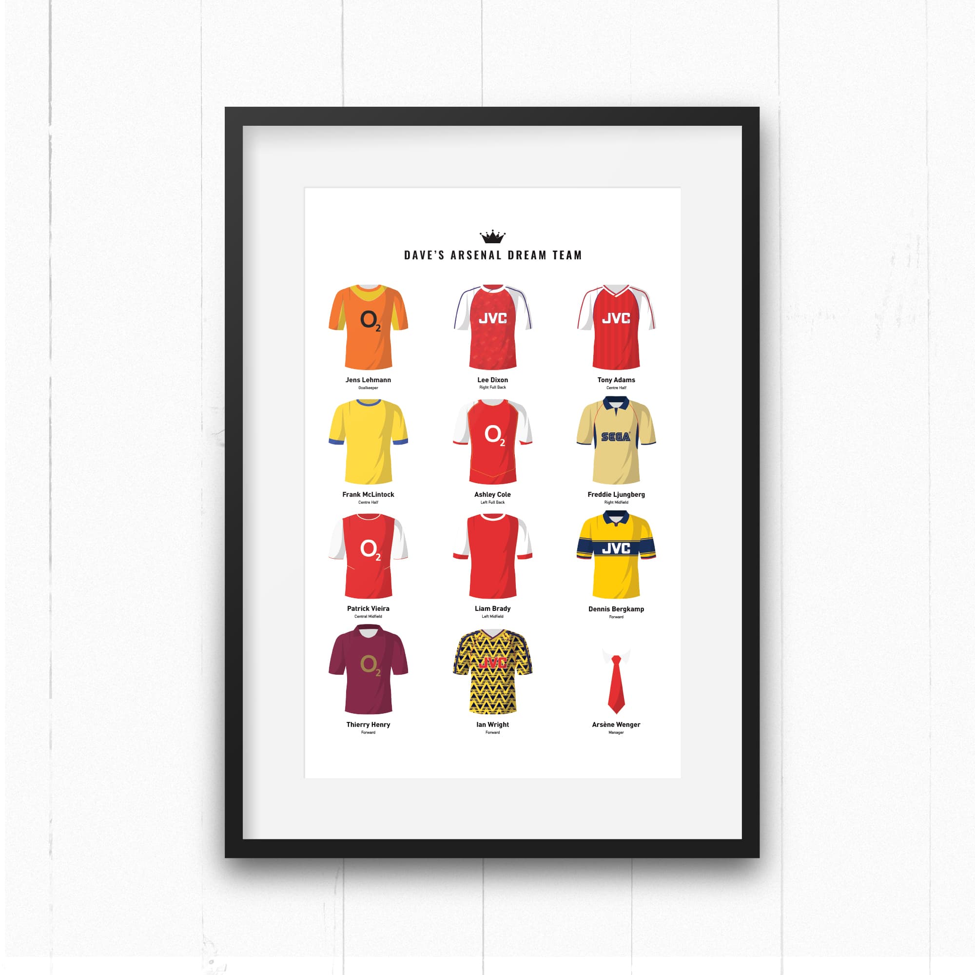 PERSONALISED Arsenal Dream Team Football Print Good Team On Paper