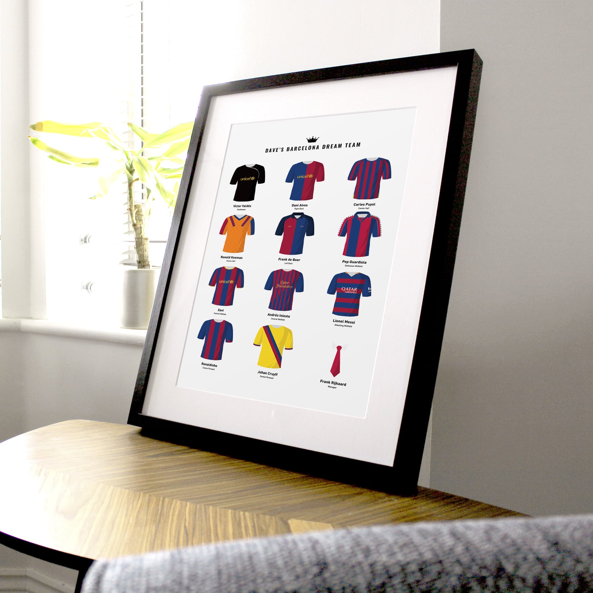 PERSONALISED Barcelona Dream Team Football Print Good Team On Paper