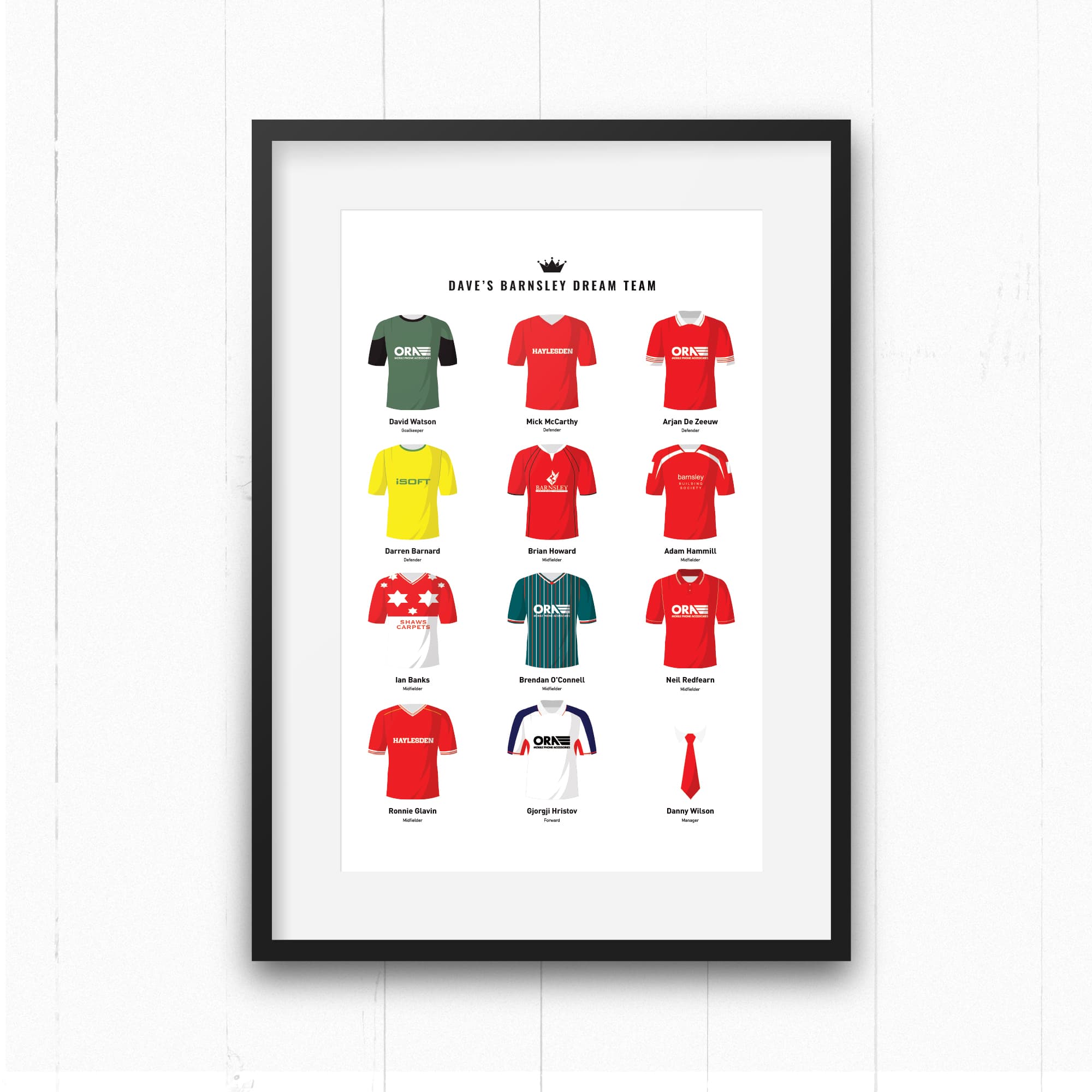 PERSONALISED Barnsley Dream Team Football Print Good Team On Paper