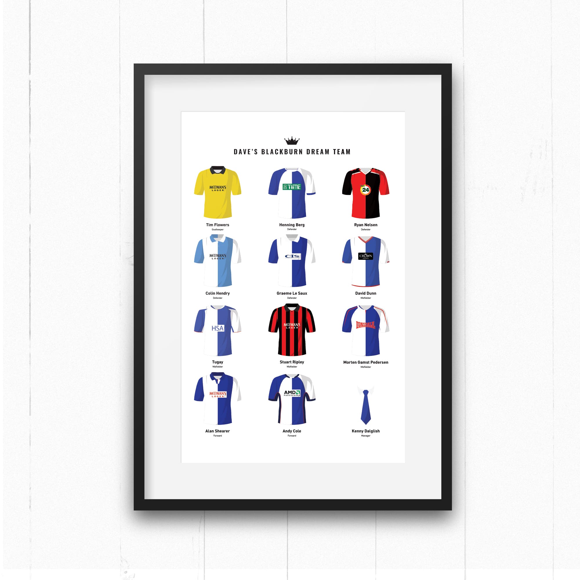 PERSONALISED Blackburn Dream Team Football Print Good Team On Paper