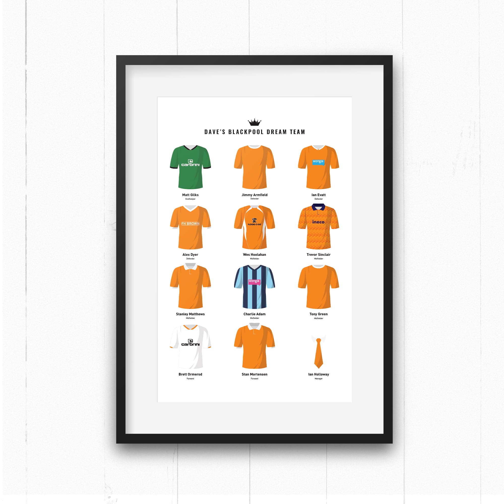 PERSONALISED Blackpool Dream Team Football Print Good Team On Paper