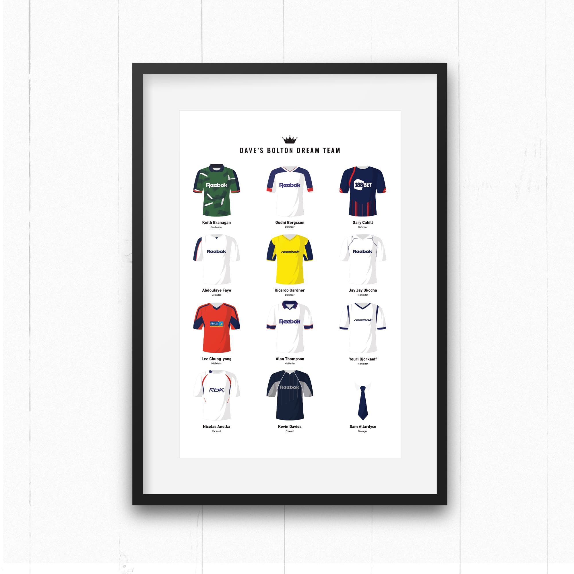 PERSONALISED Bolton Dream Team Football Print Good Team On Paper