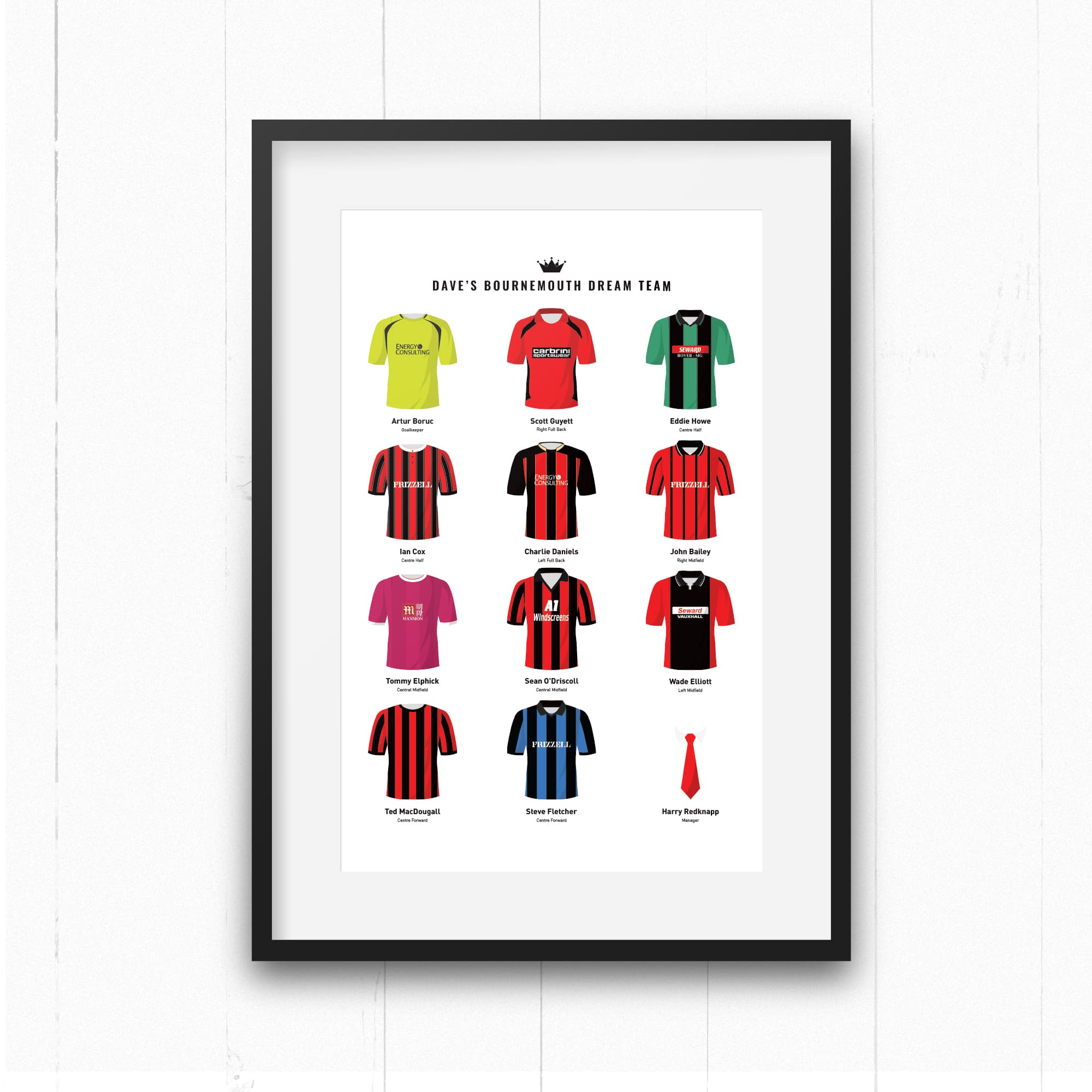 PERSONALISED Bournemouth Dream Team Football Print Good Team On Paper