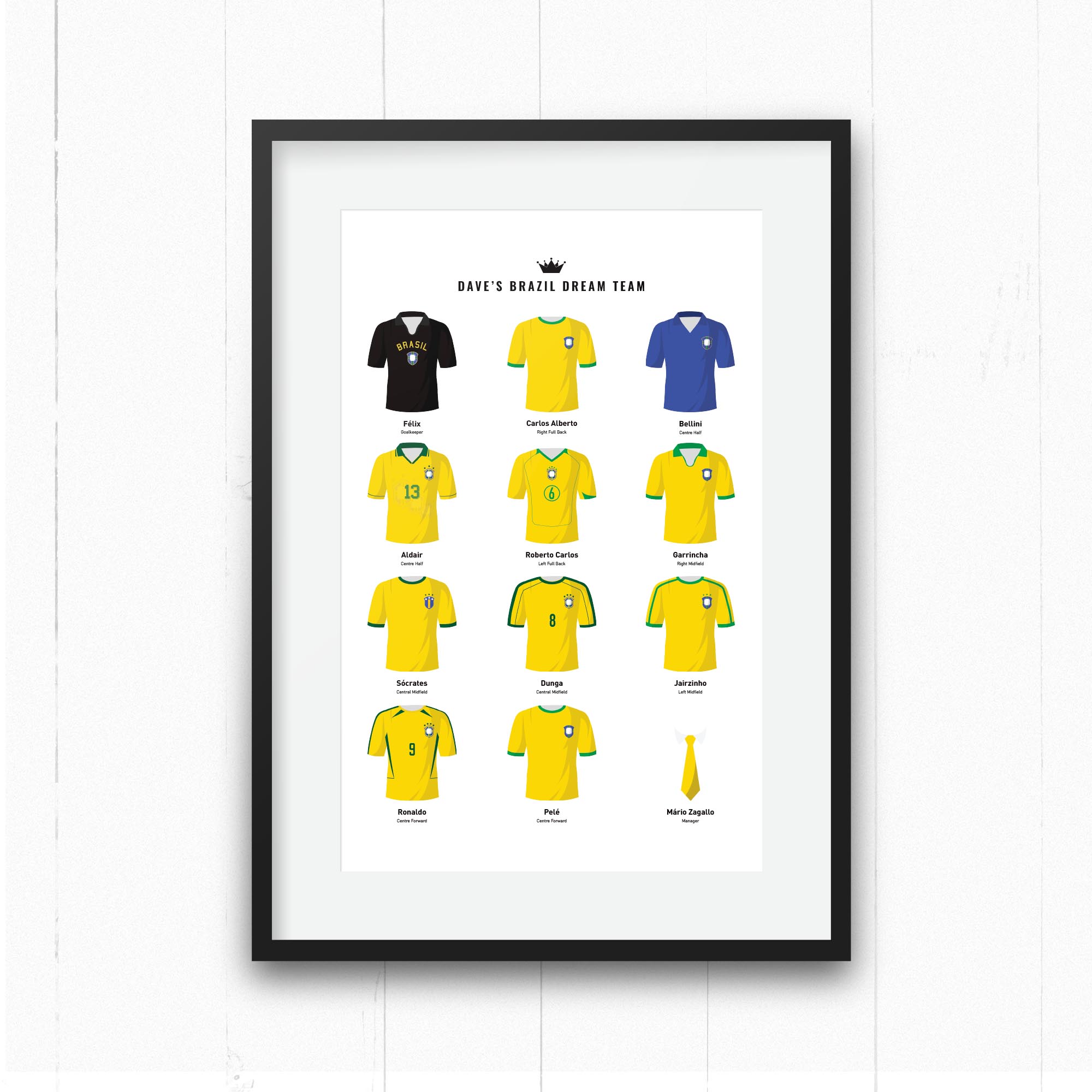 PERSONALISED Brazil Dream Team Football Print Good Team On Paper