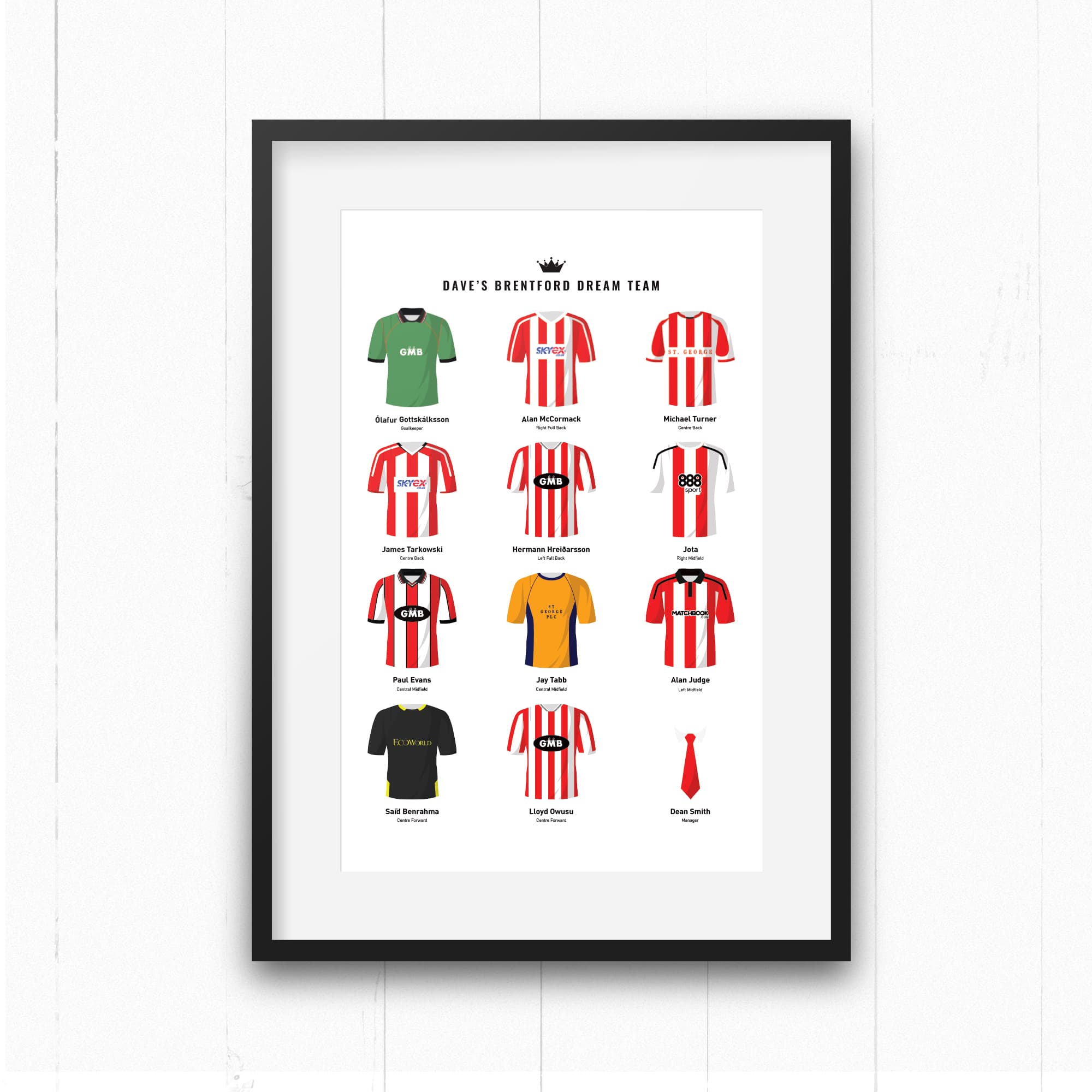 PERSONALISED Brentford Dream Team Football Print Good Team On Paper