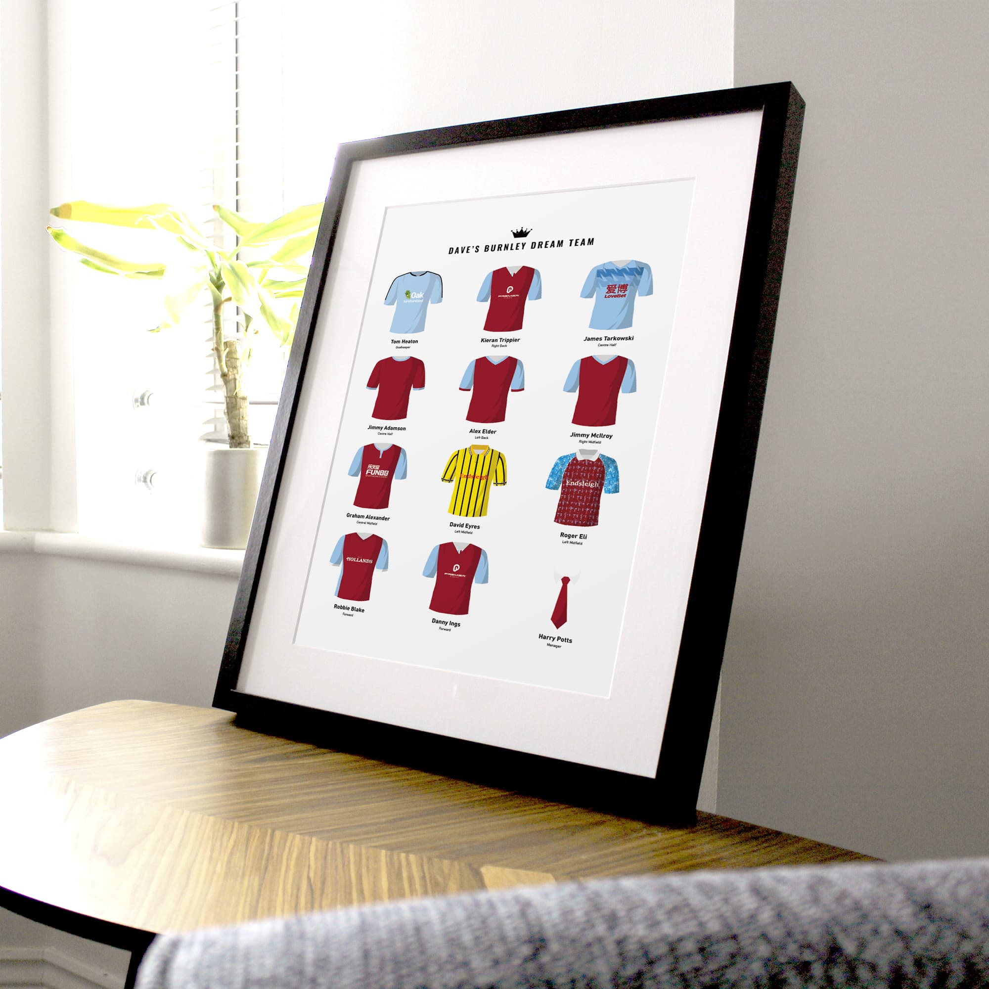 PERSONALISED Burnley Dream Team Football Print Good Team On Paper