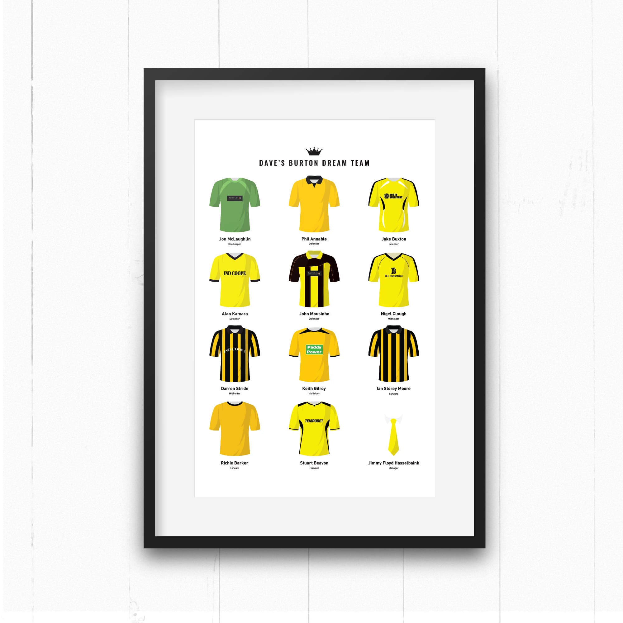 PERSONALISED Burton Dream Team Football Print Good Team On Paper