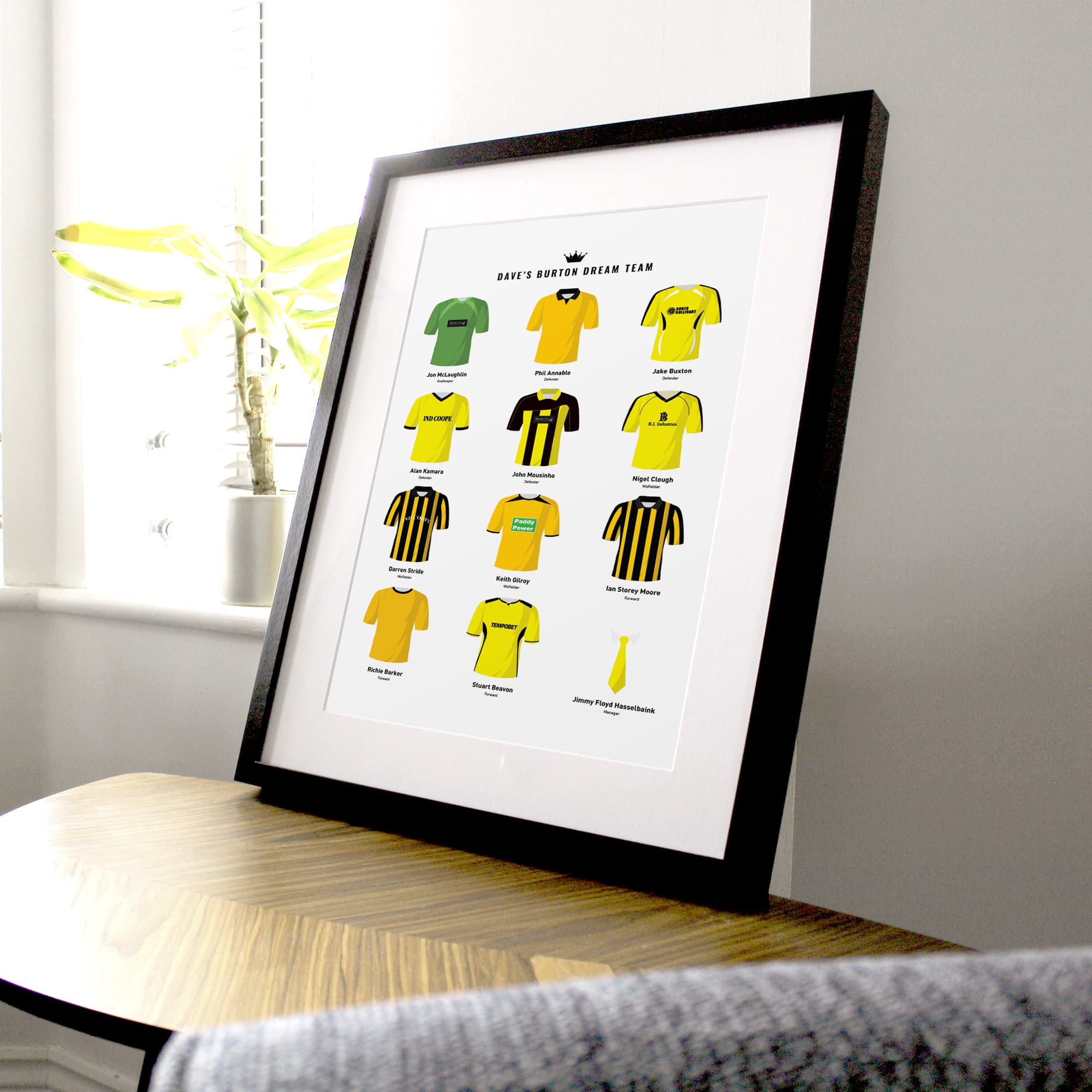 PERSONALISED Burton Dream Team Football Print Good Team On Paper