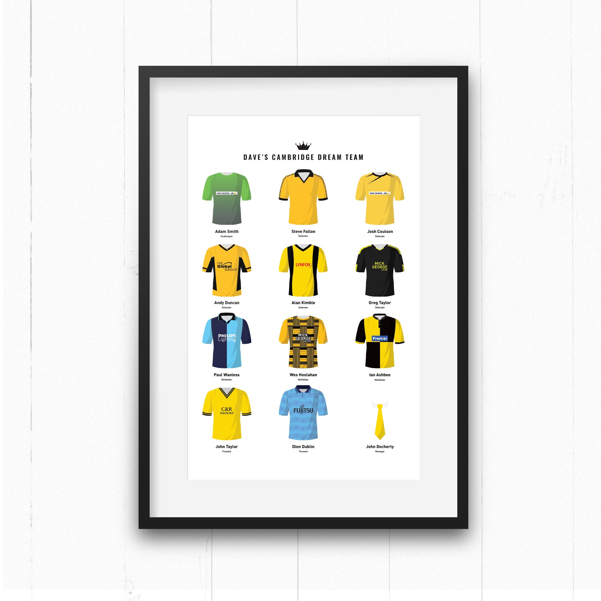 PERSONALISED Cambridge Dream Team Football Print Good Team On Paper