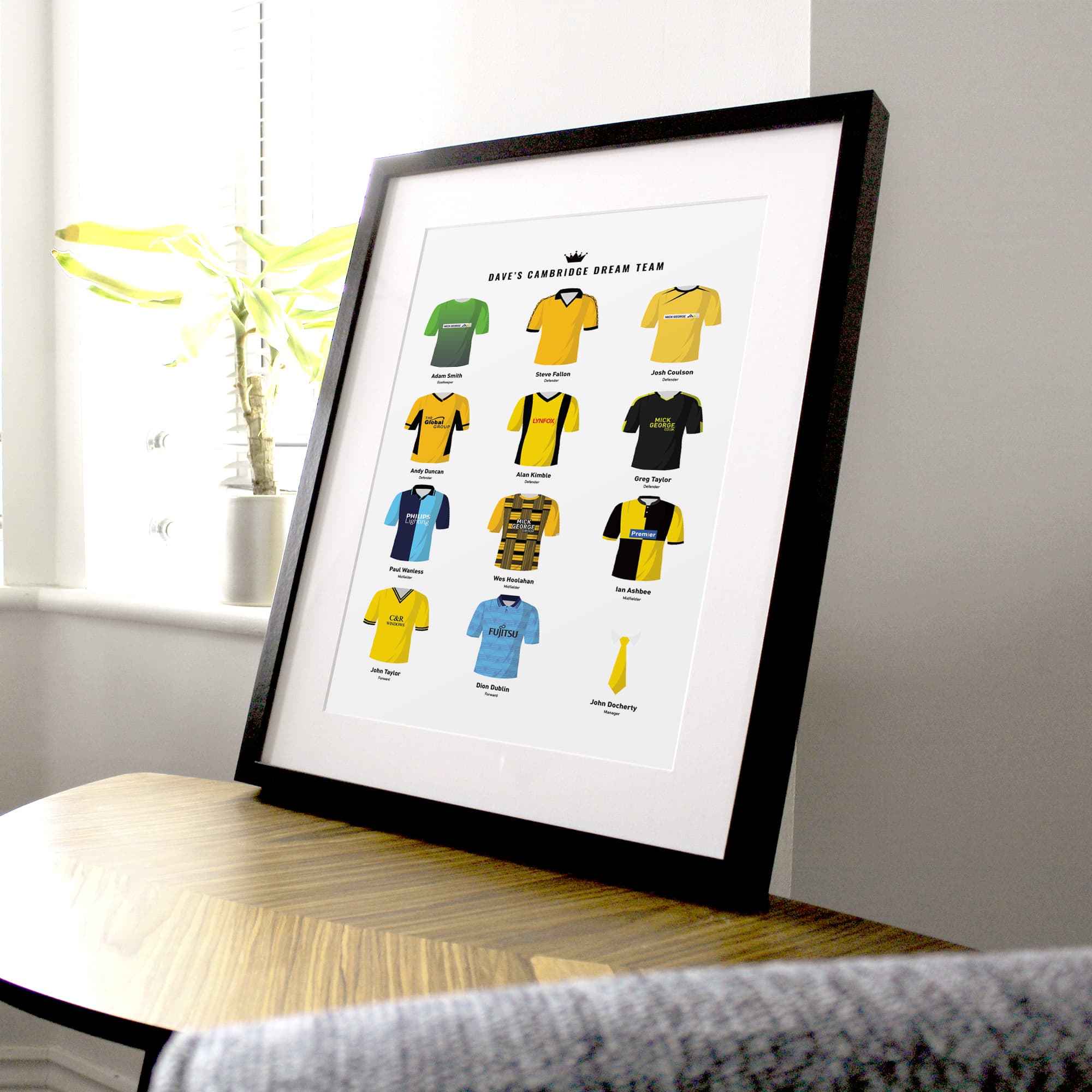 PERSONALISED Cambridge Dream Team Football Print Good Team On Paper