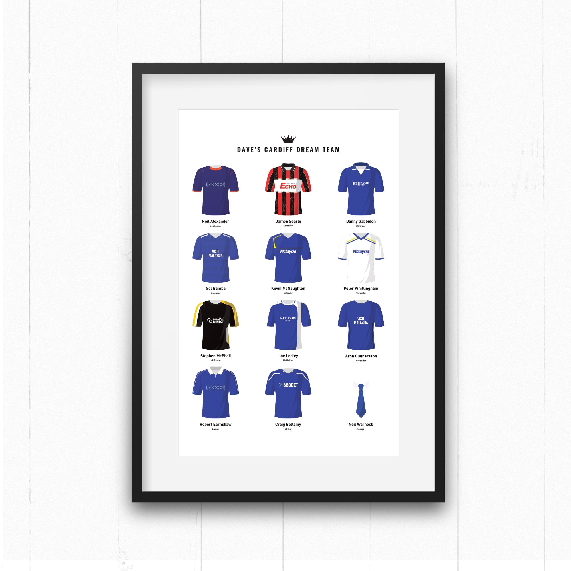 PERSONALISED Cardiff Dream Team Football Print Good Team On Paper