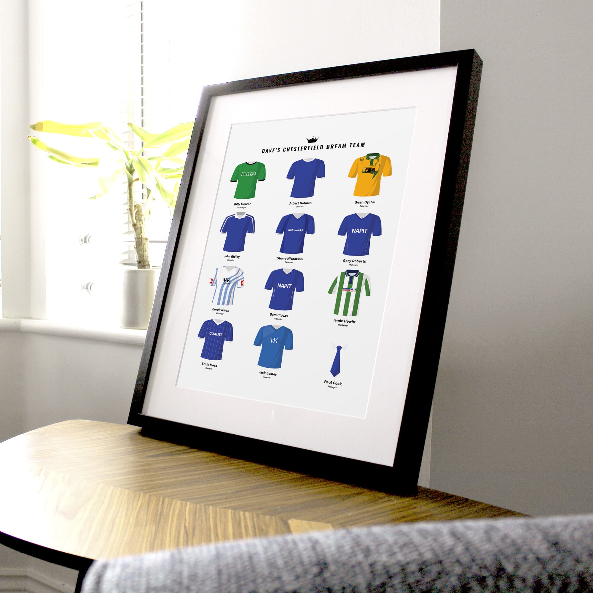 PERSONALISED Chesterfield Dream Team Football Print Good Team On Paper