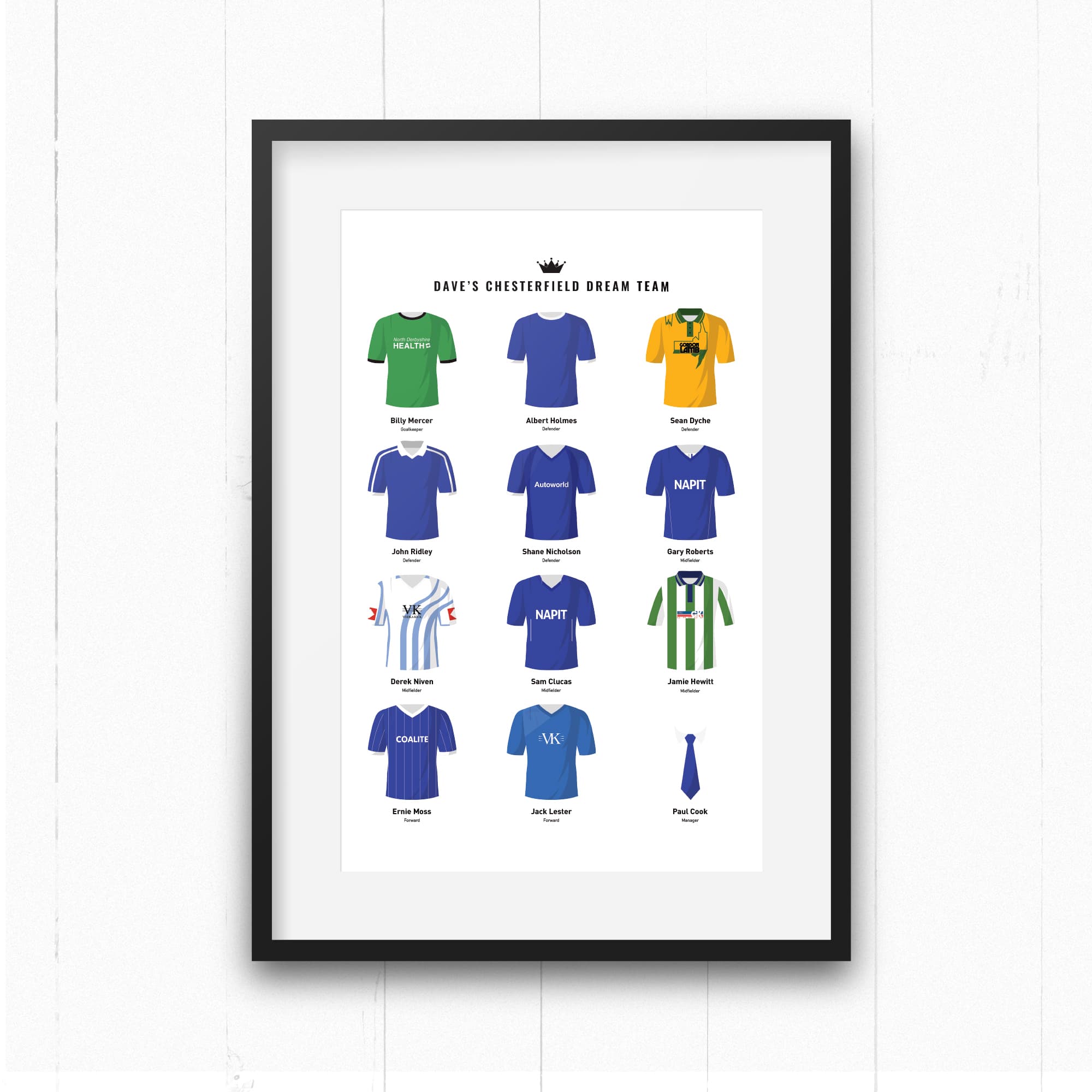 PERSONALISED Chesterfield Dream Team Football Print Good Team On Paper