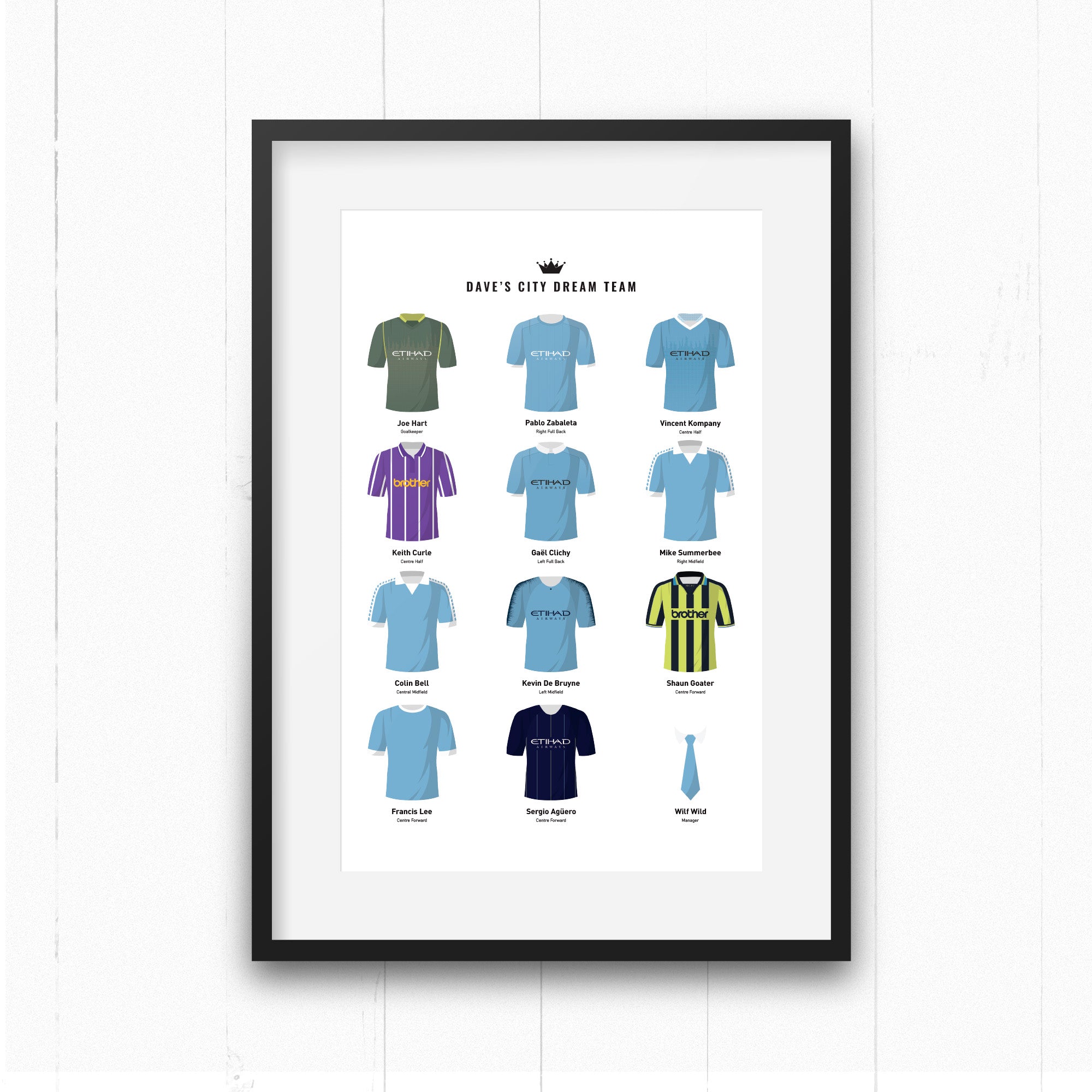 PERSONALISED City Dream Team Football Print Good Team On Paper