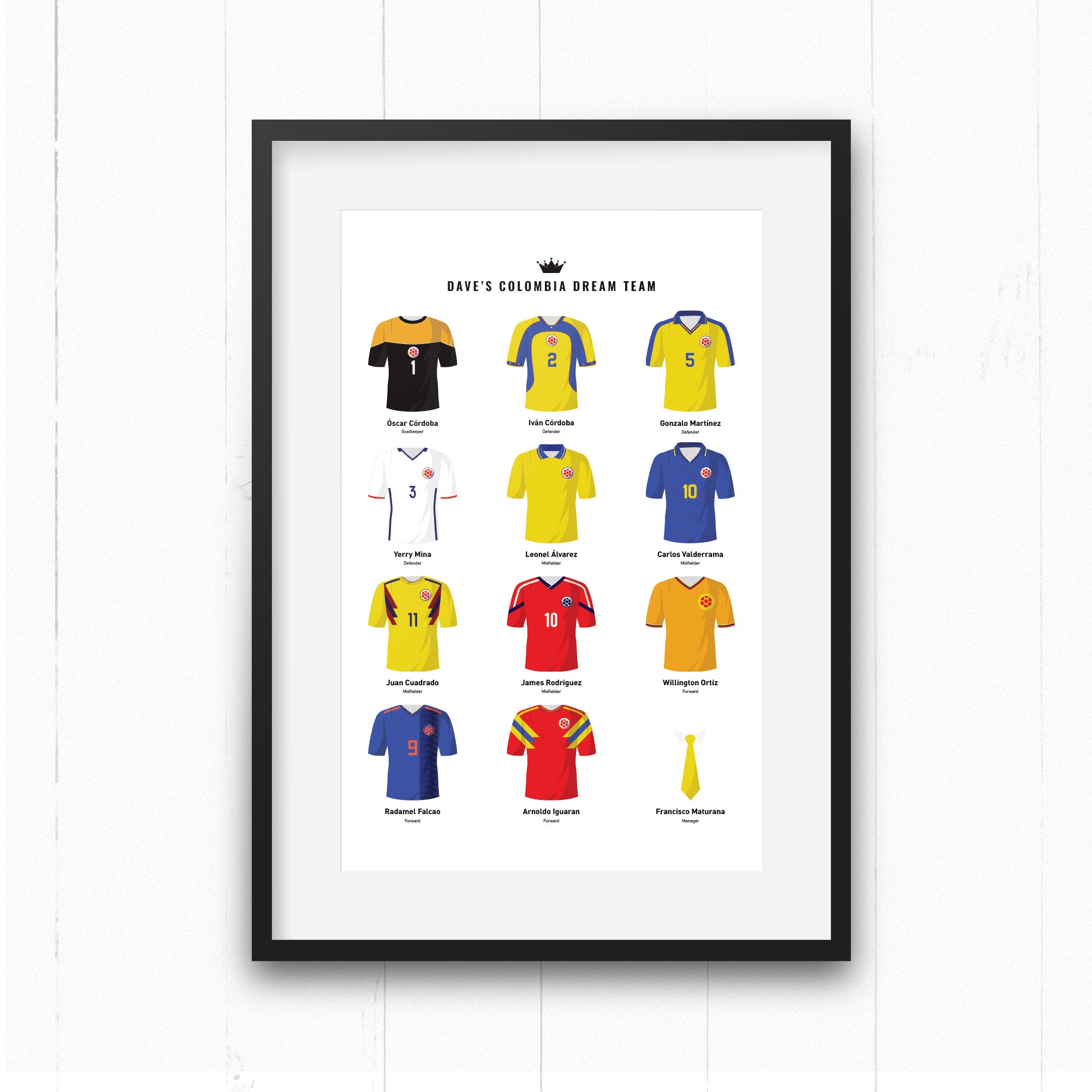 PERSONALISED Colombia Dream Team Football Print Good Team On Paper