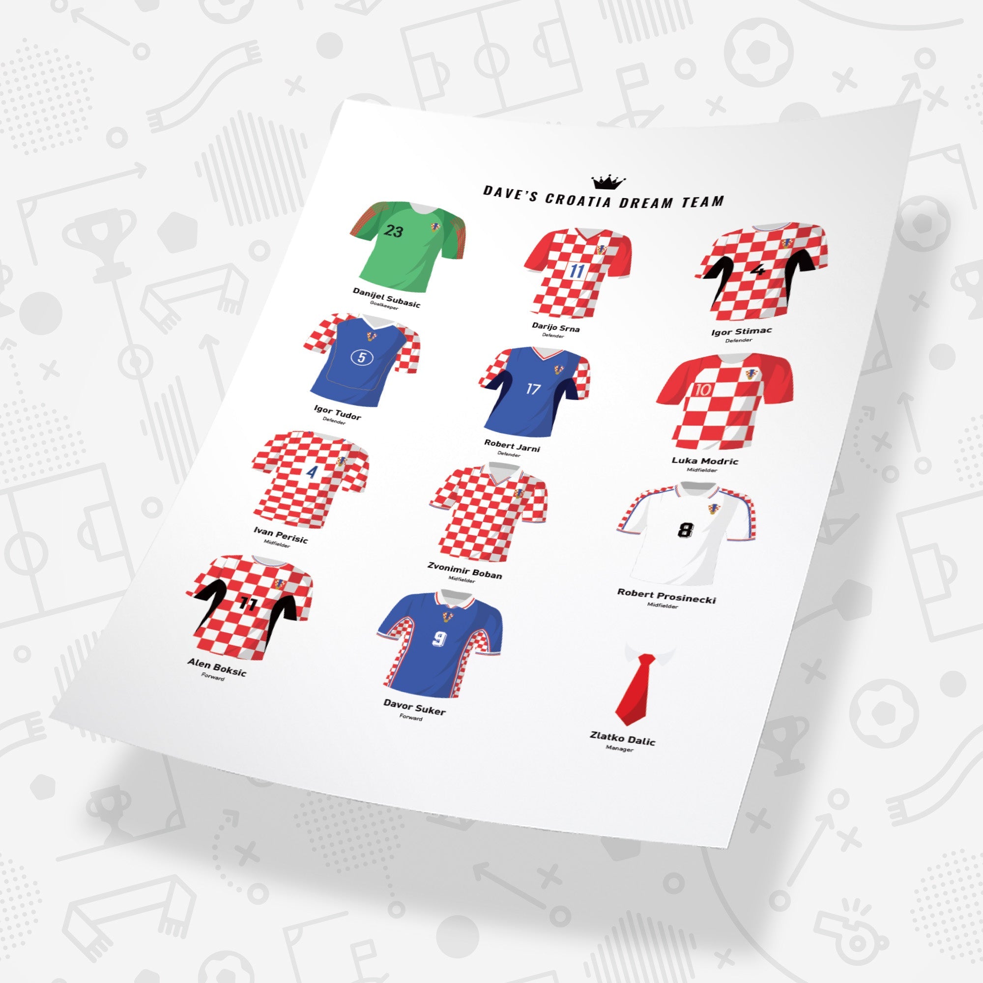 PERSONALISED Croatia Dream Team Football Print Good Team On Paper