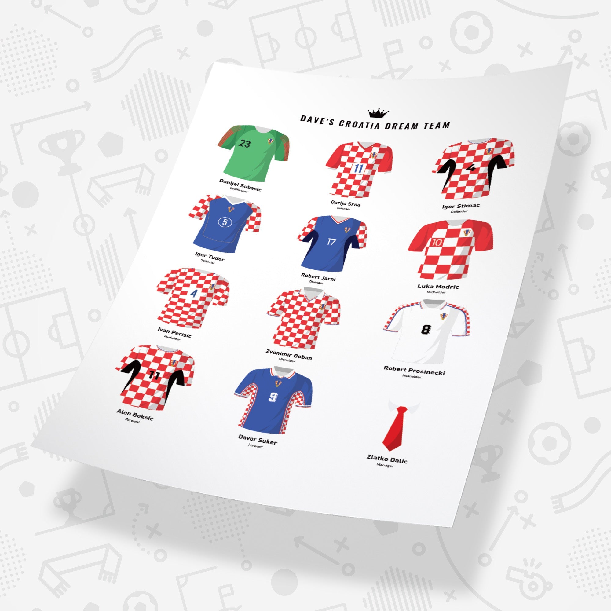 PERSONALISED Croatia Dream Team Football Print Good Team On Paper