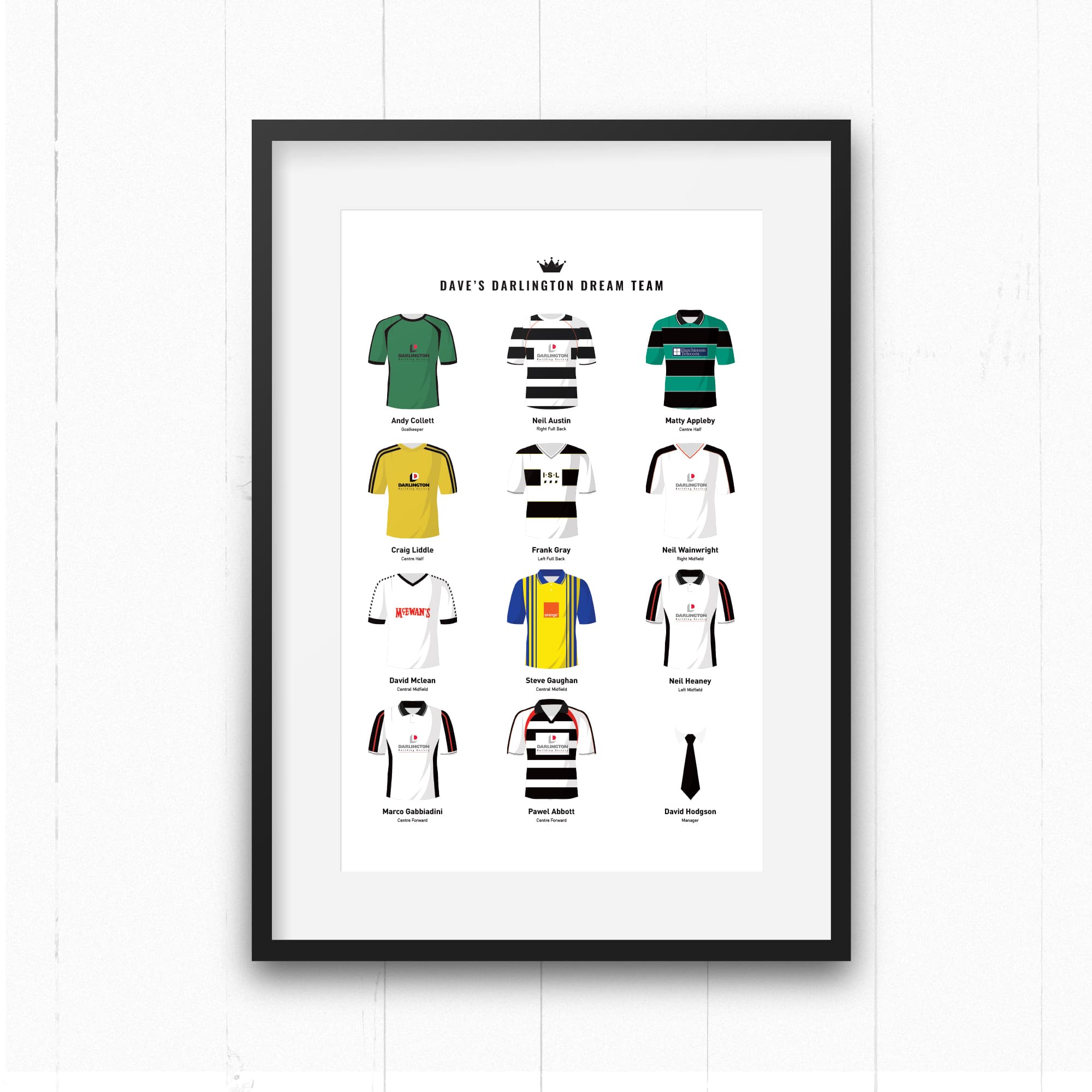 PERSONALISED Darlington  Dream Team Football Print Good Team On Paper