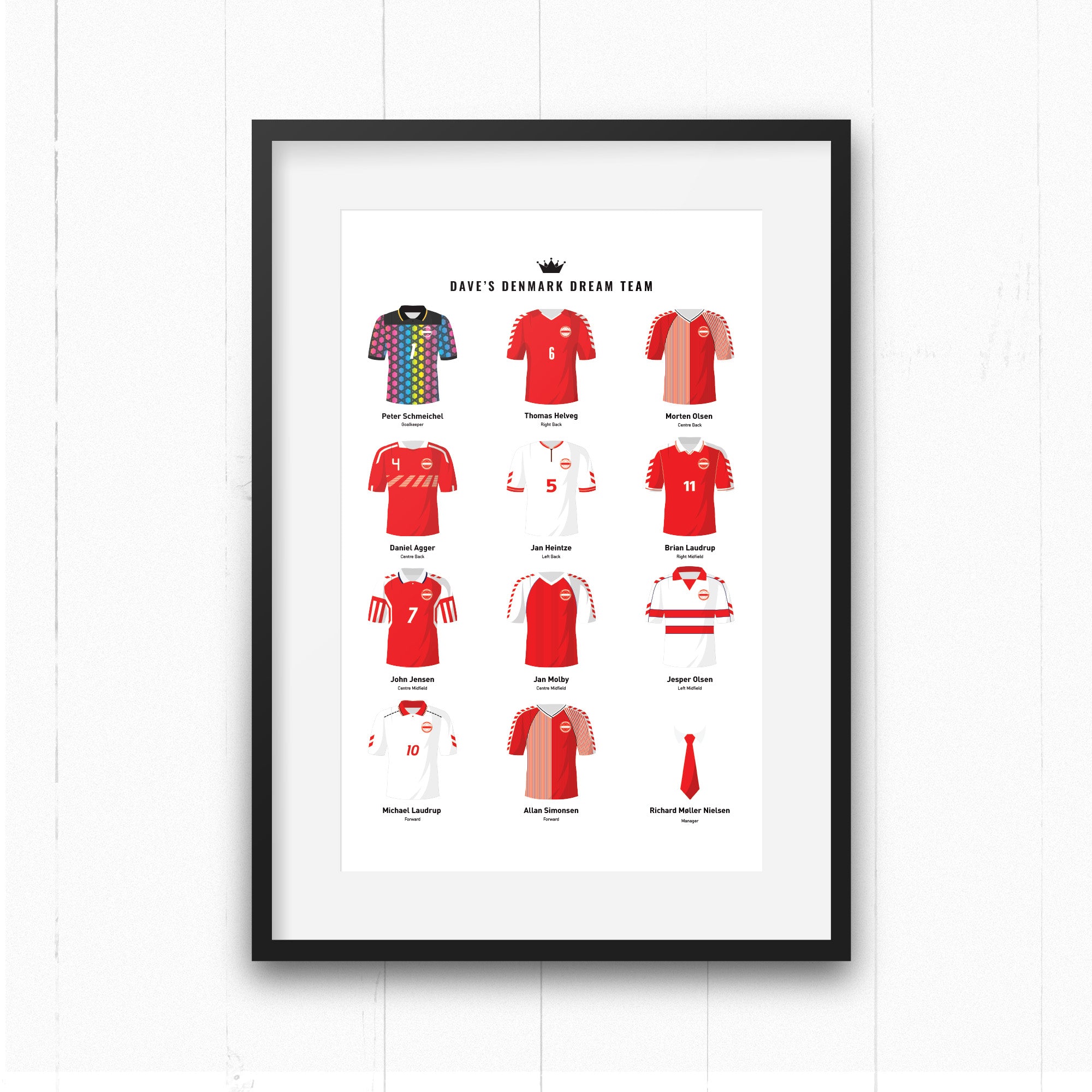 PERSONALISED Denmark Dream Team Football Print Good Team On Paper