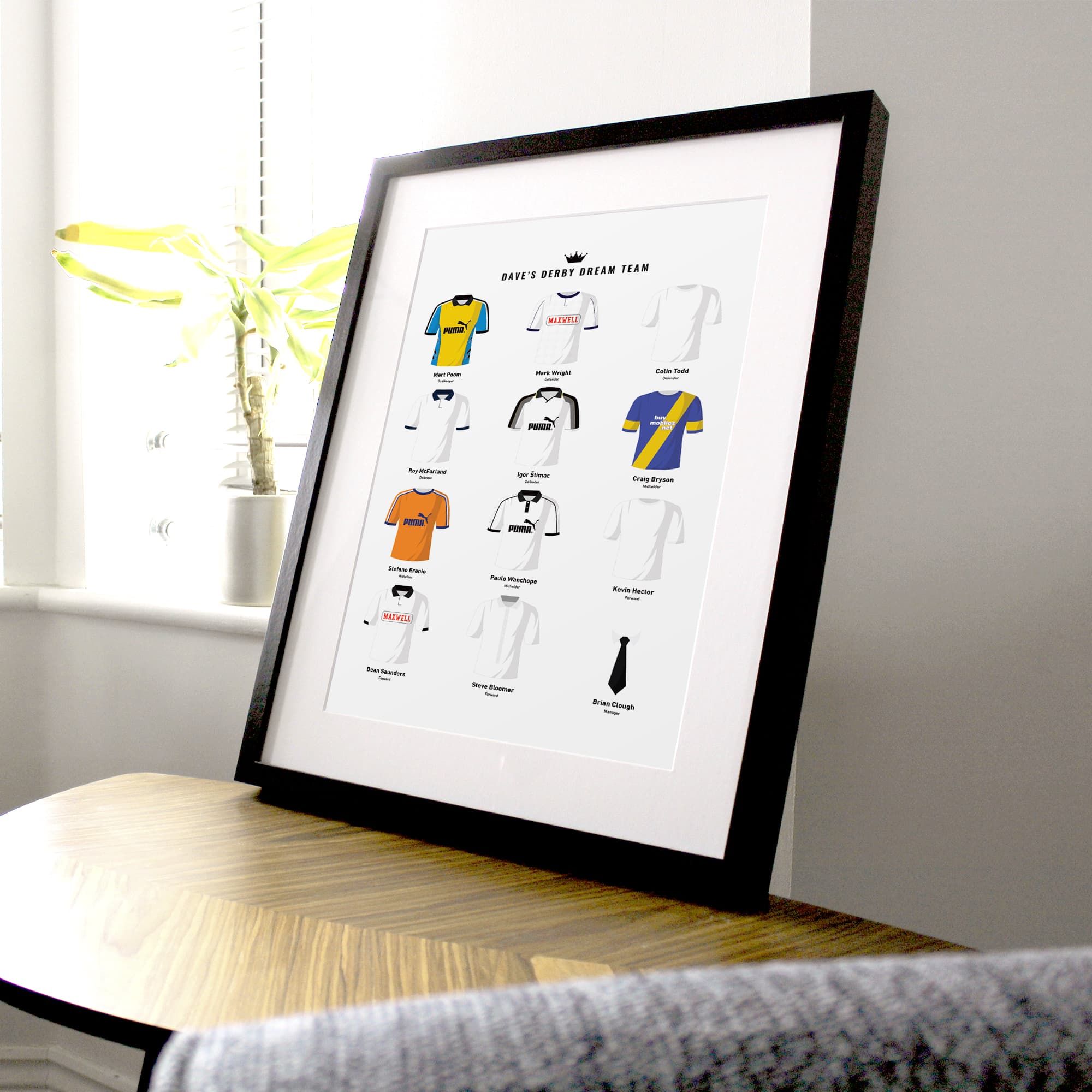 PERSONALISED Derby Dream Team Football Print Good Team On Paper