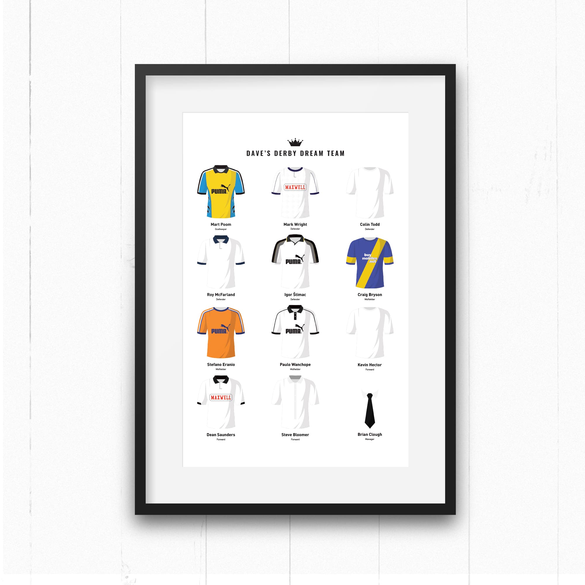 PERSONALISED Derby Dream Team Football Print Good Team On Paper