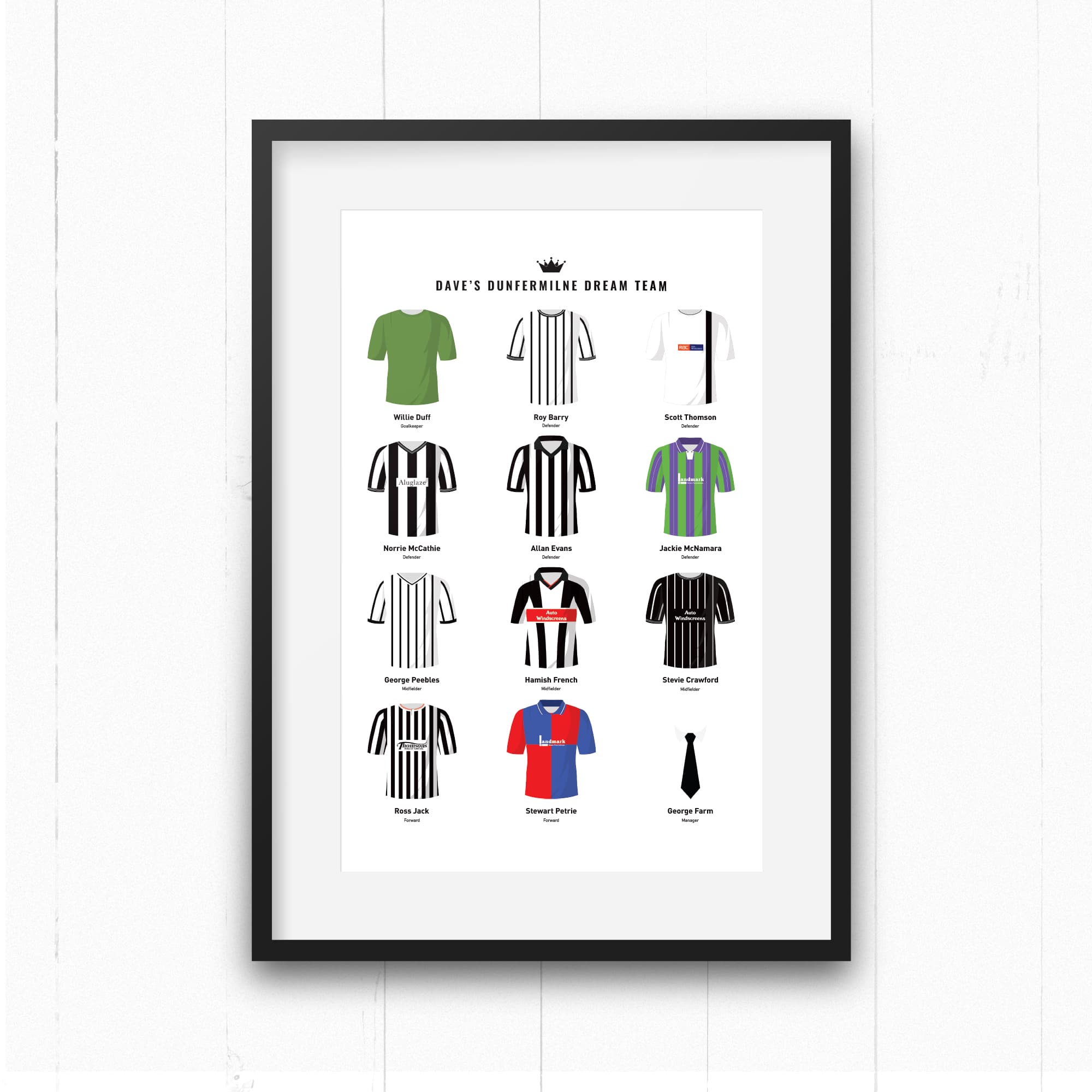 PERSONALISED Dunfermline Dream Team Football Print Good Team On Paper