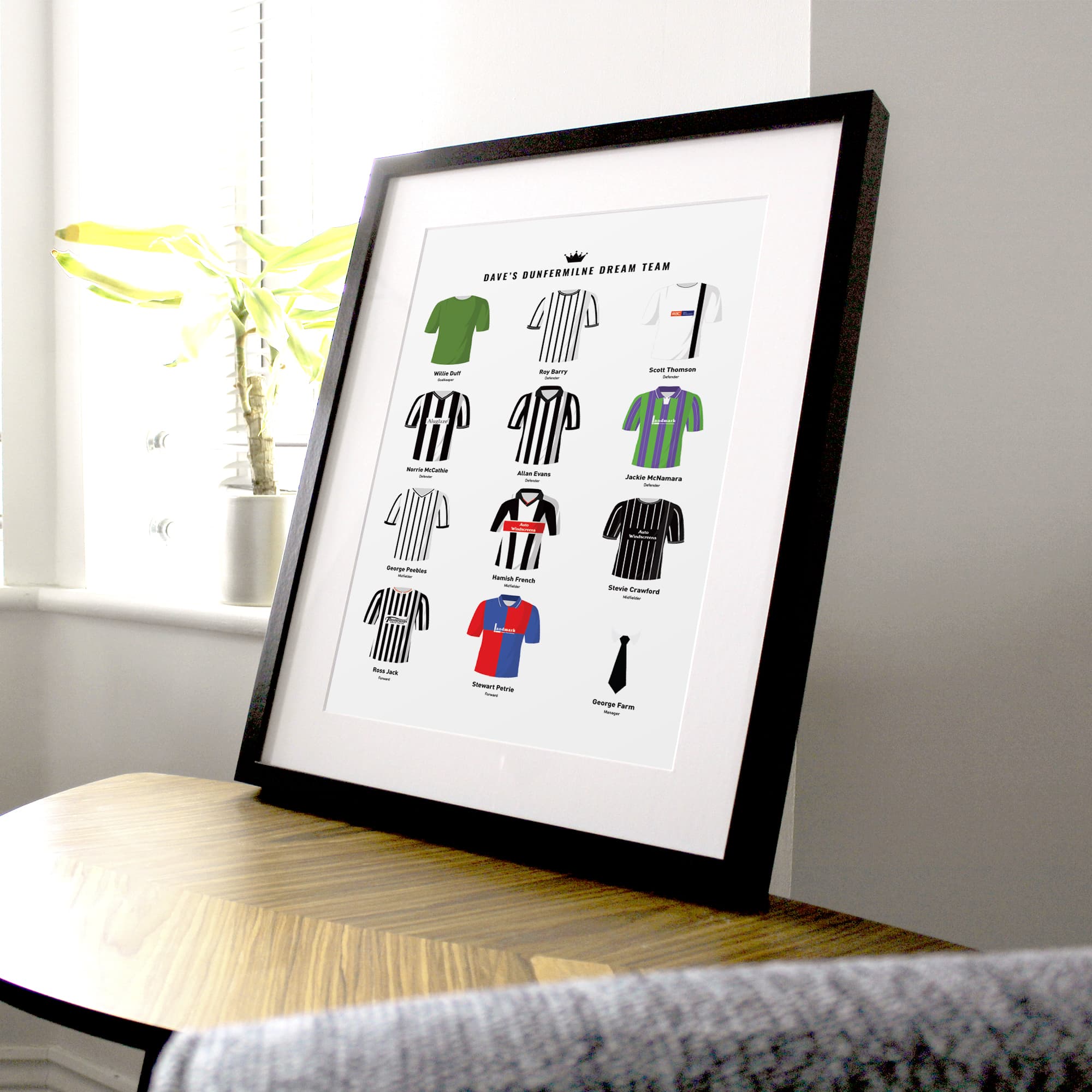 PERSONALISED Dunfermline Dream Team Football Print Good Team On Paper