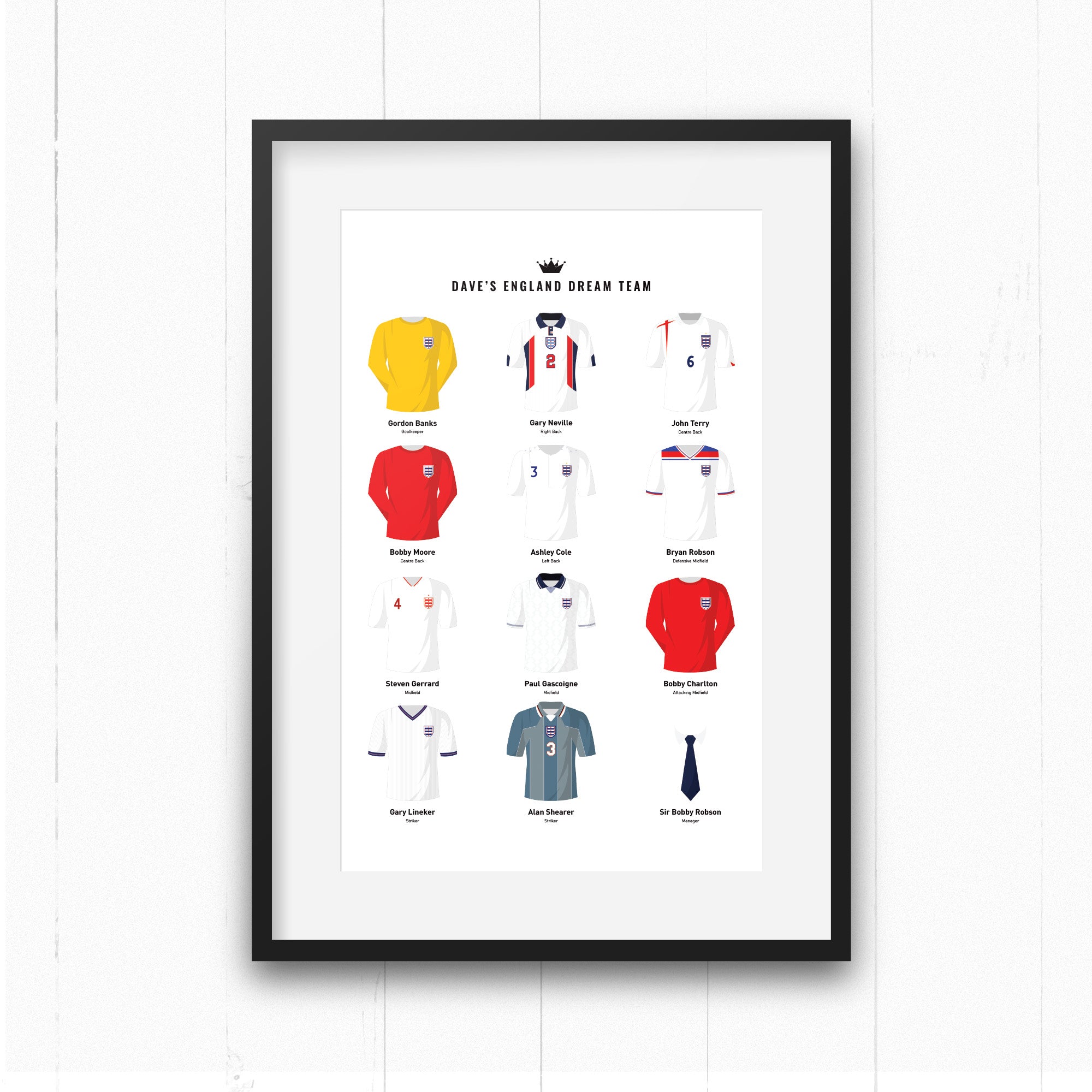 PERSONALISED England Dream Team Football Print Good Team On Paper