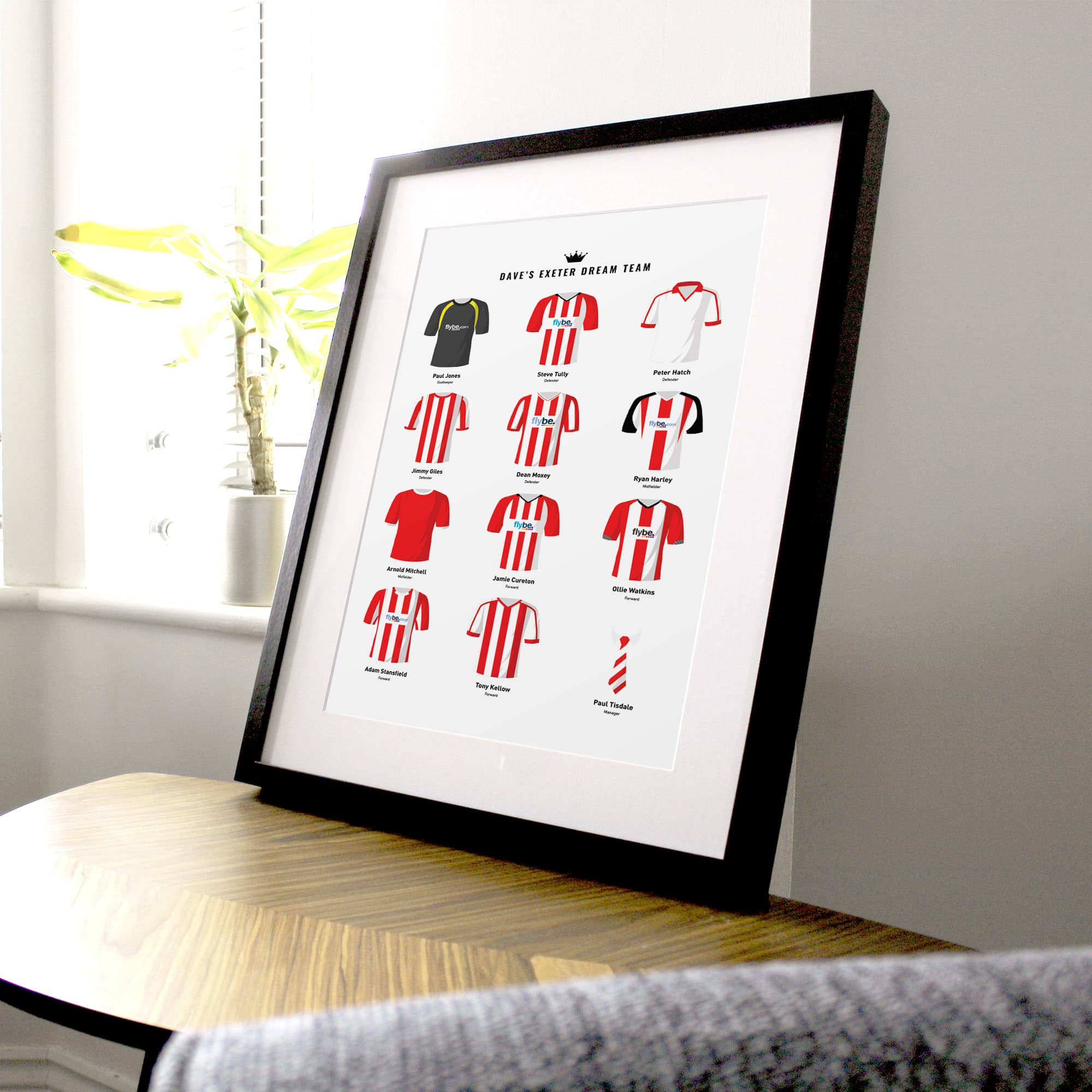 PERSONALISED Exeter Dream Team Football Print Good Team On Paper