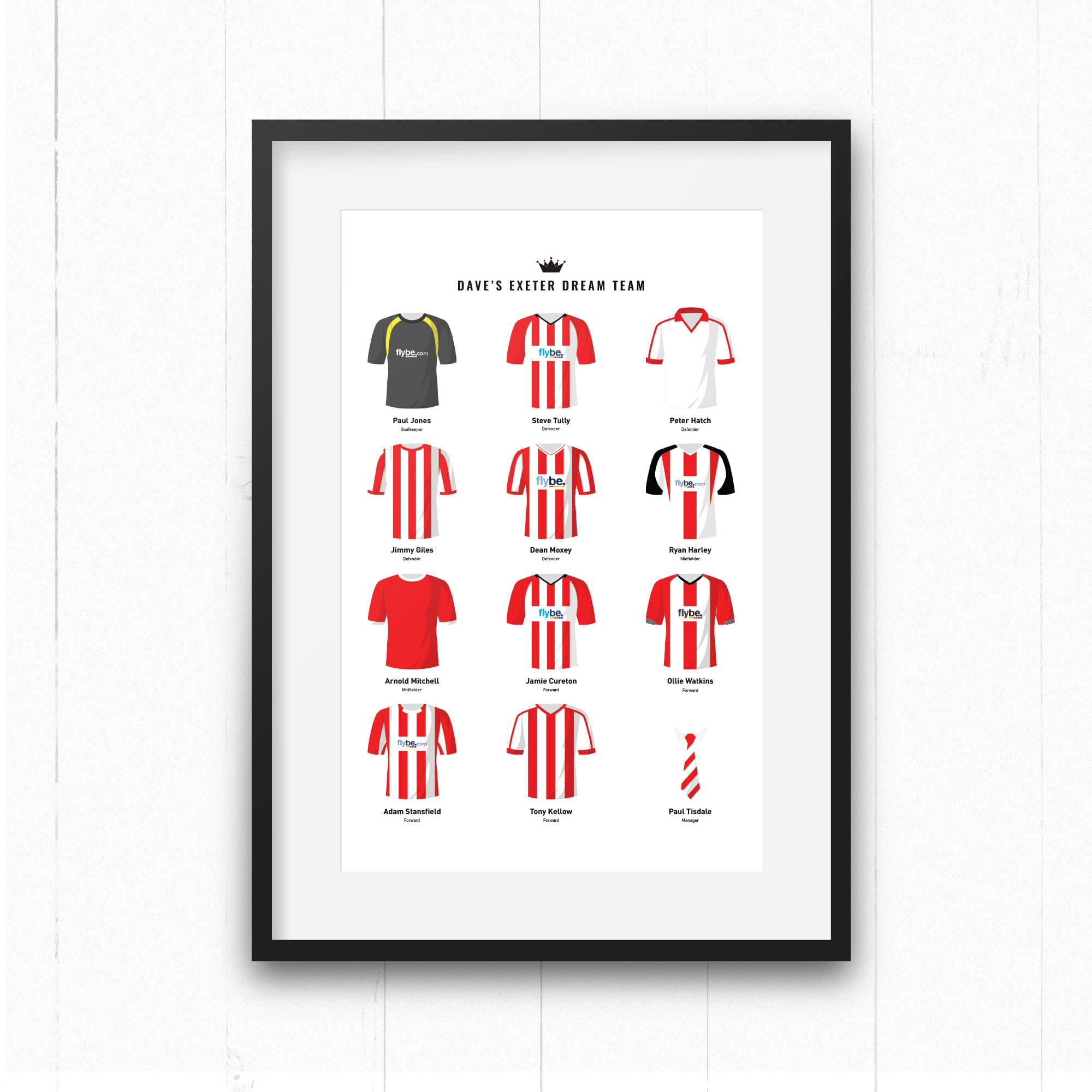 PERSONALISED Exeter Dream Team Football Print Good Team On Paper