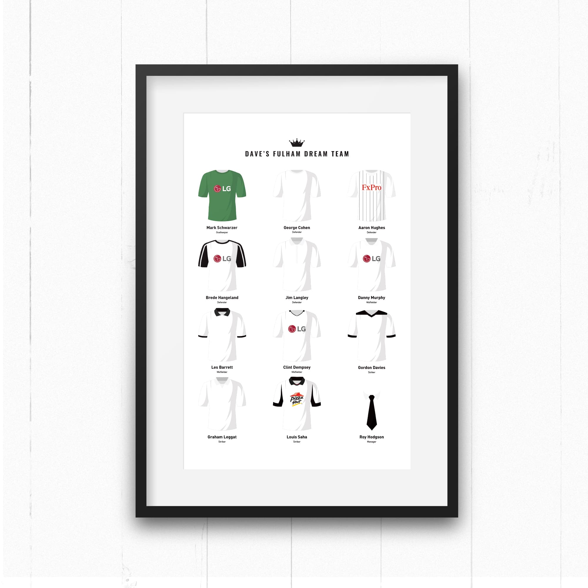 PERSONALISED Fulham Dream Team Football Print Good Team On Paper