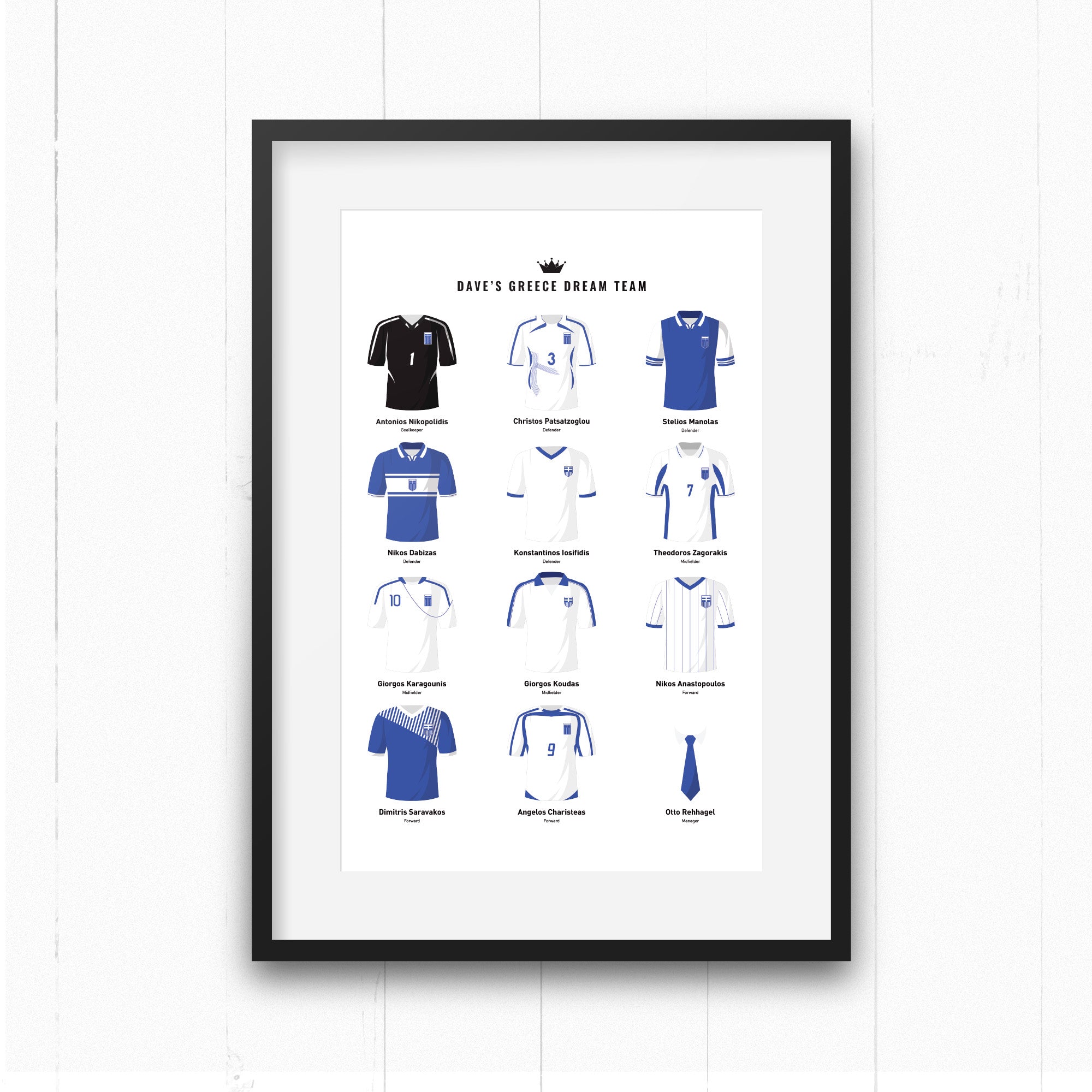 PERSONALISED Greece Dream Team Football Print Good Team On Paper