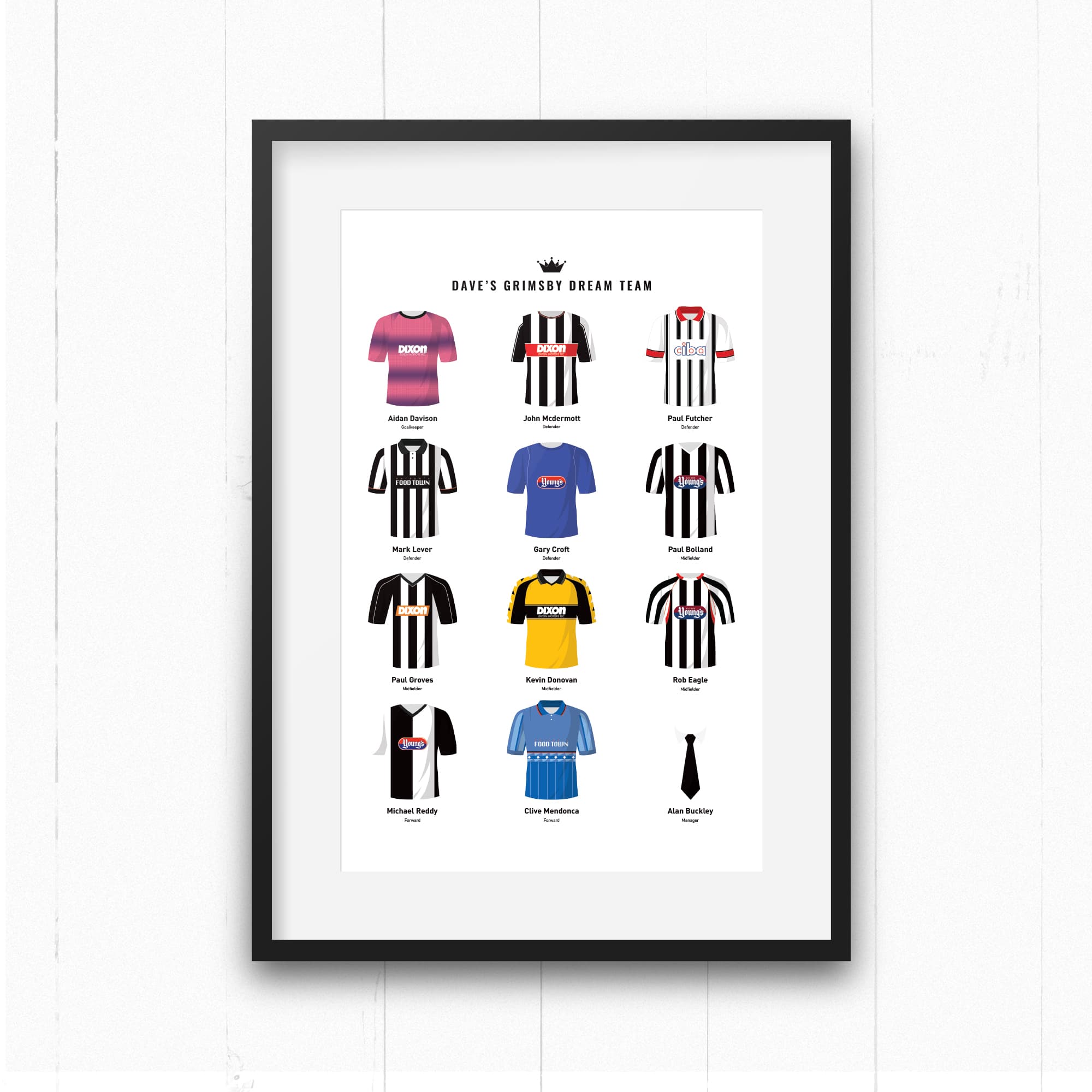 PERSONALISED Grimsby Dream Team Football Print Good Team On Paper