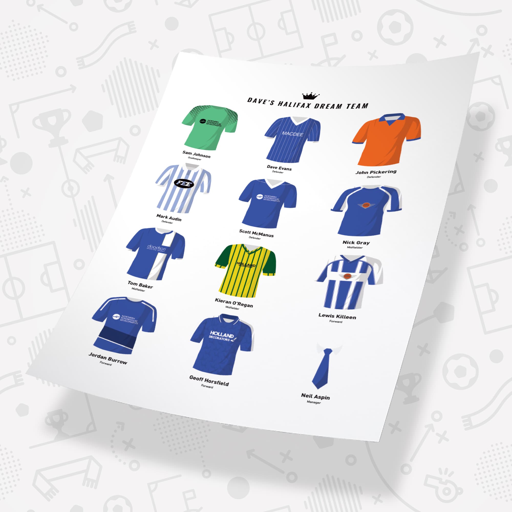 PERSONALISED Halifax Dream Team Football Print Good Team On Paper